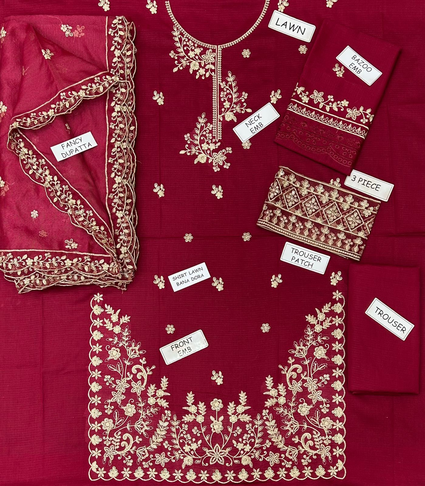 Aneela Lawn Embroidered 3 Piece | AN126