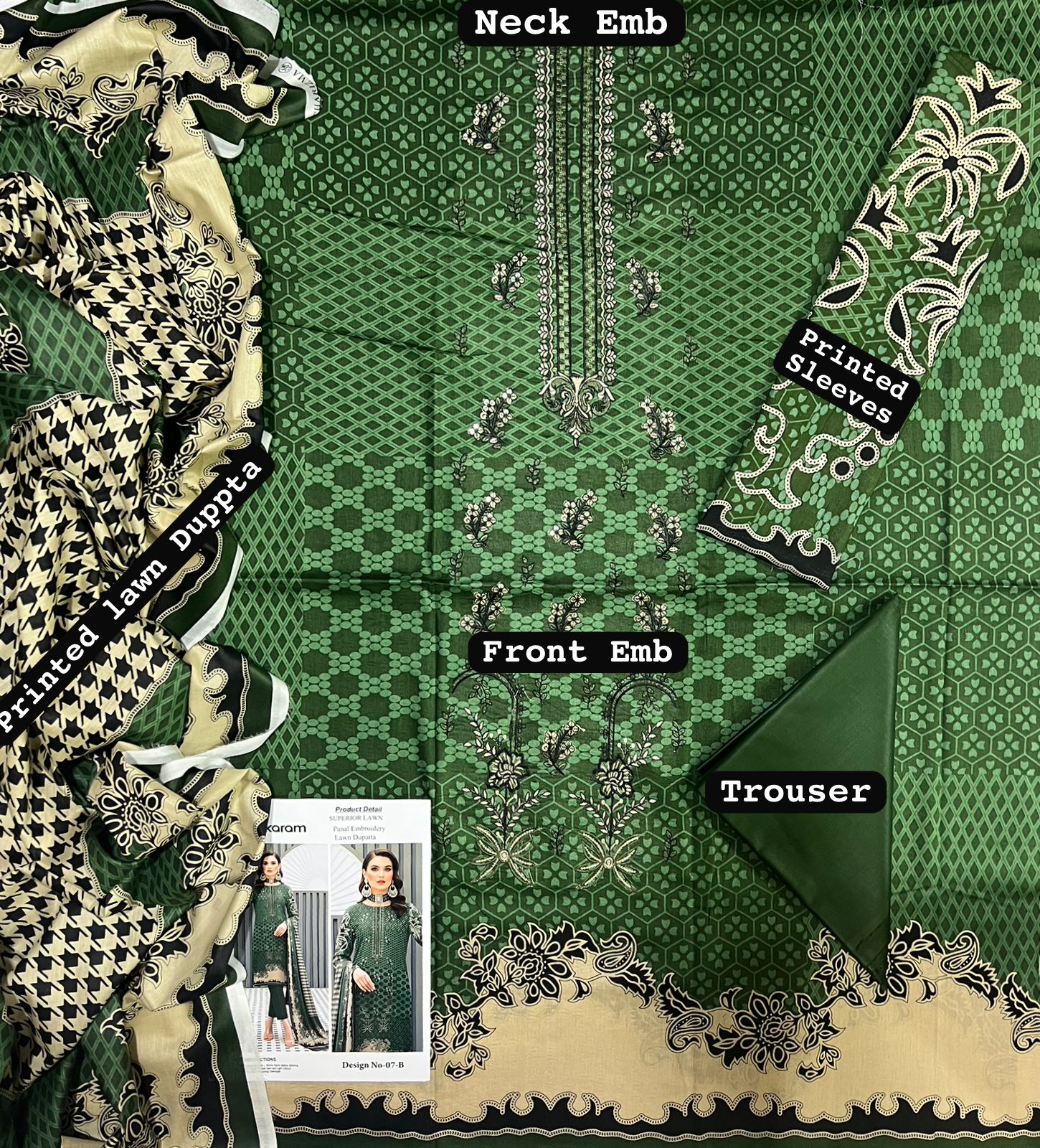 Asifa & Nabeel Lawn Embroidered 3 Piece | FL104