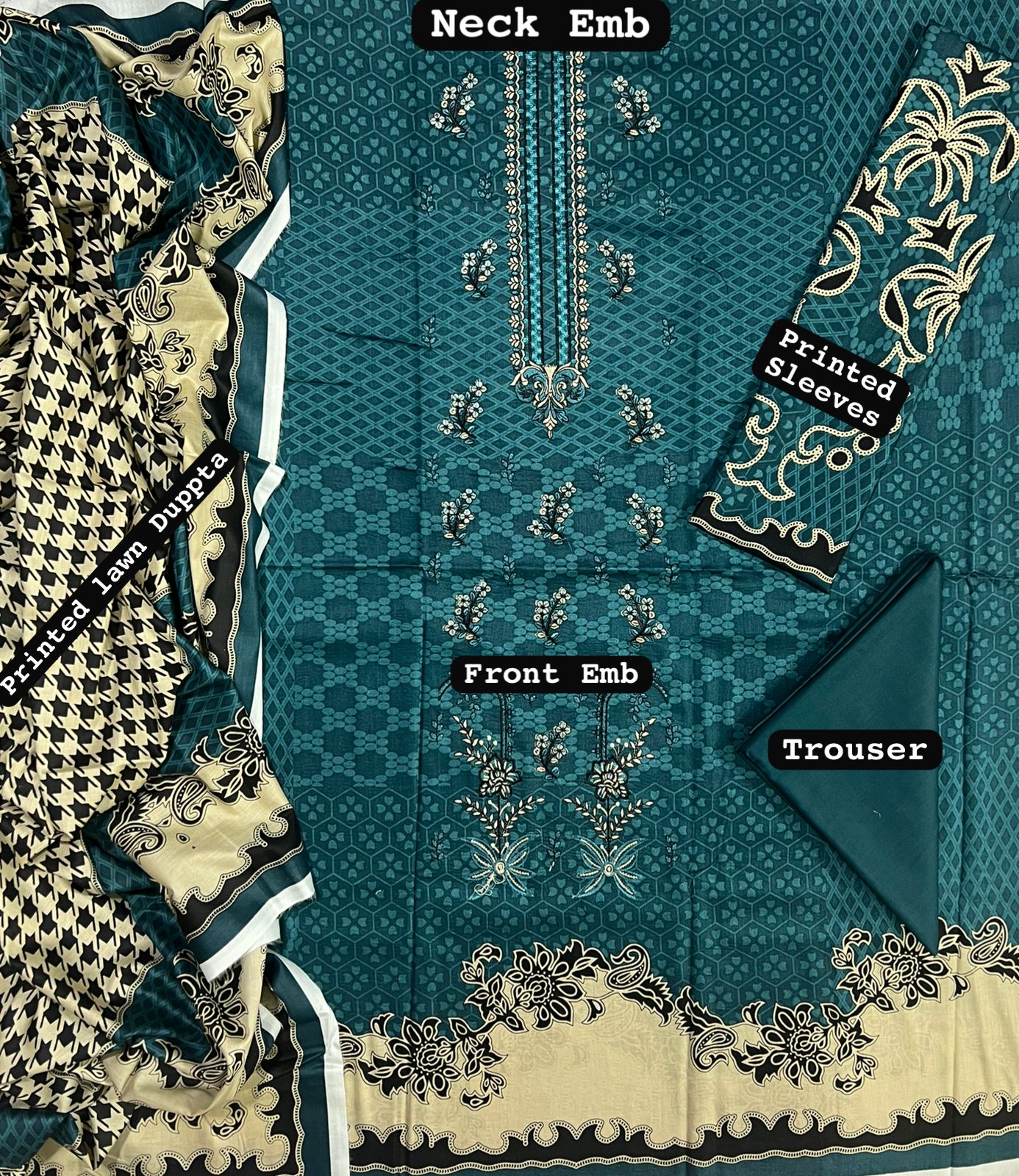 Asifa & Nabeel Lawn Embroidered 3 Piece | FL104