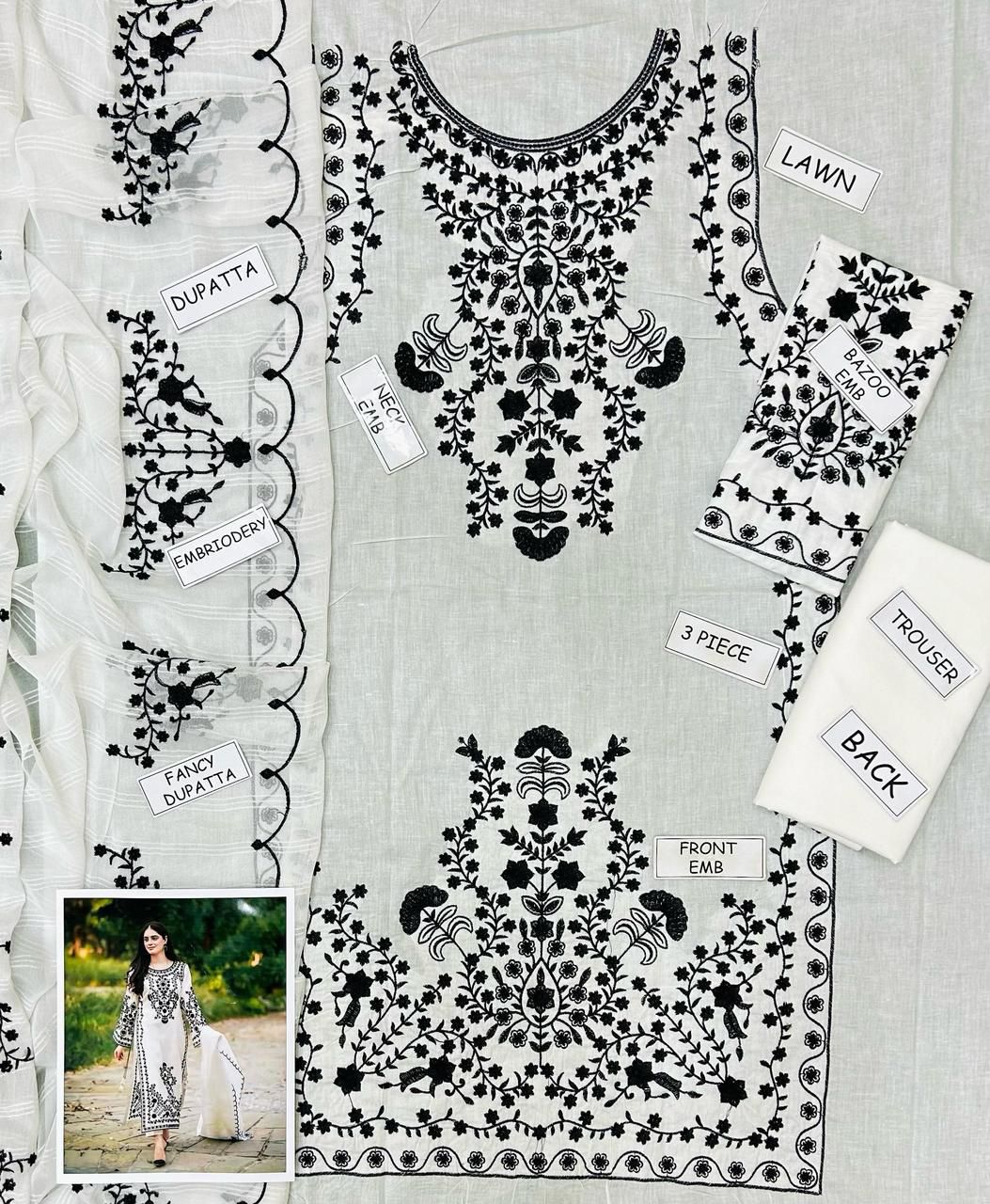 Jazmin Lawn Embroidered 3 Piece | JZ121