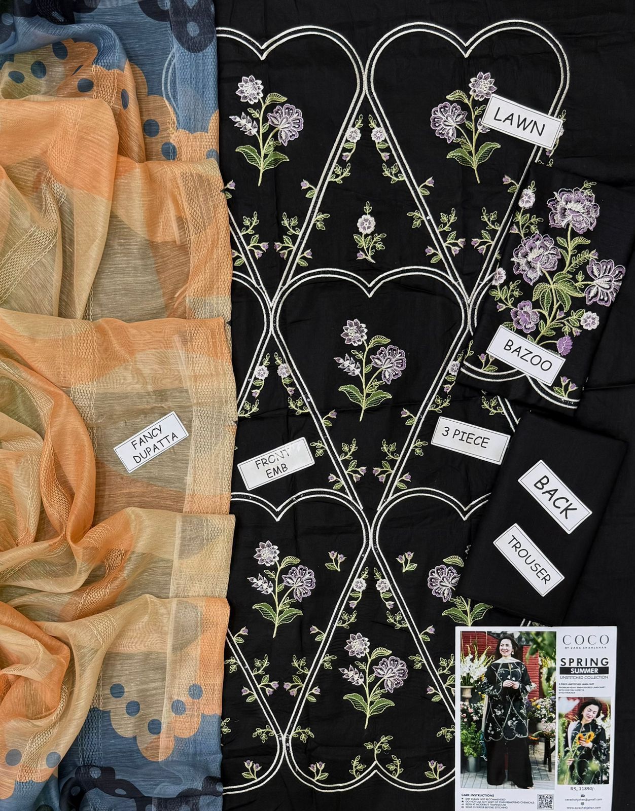 Zara Lawn Embroidered 3 Piece | ZR111