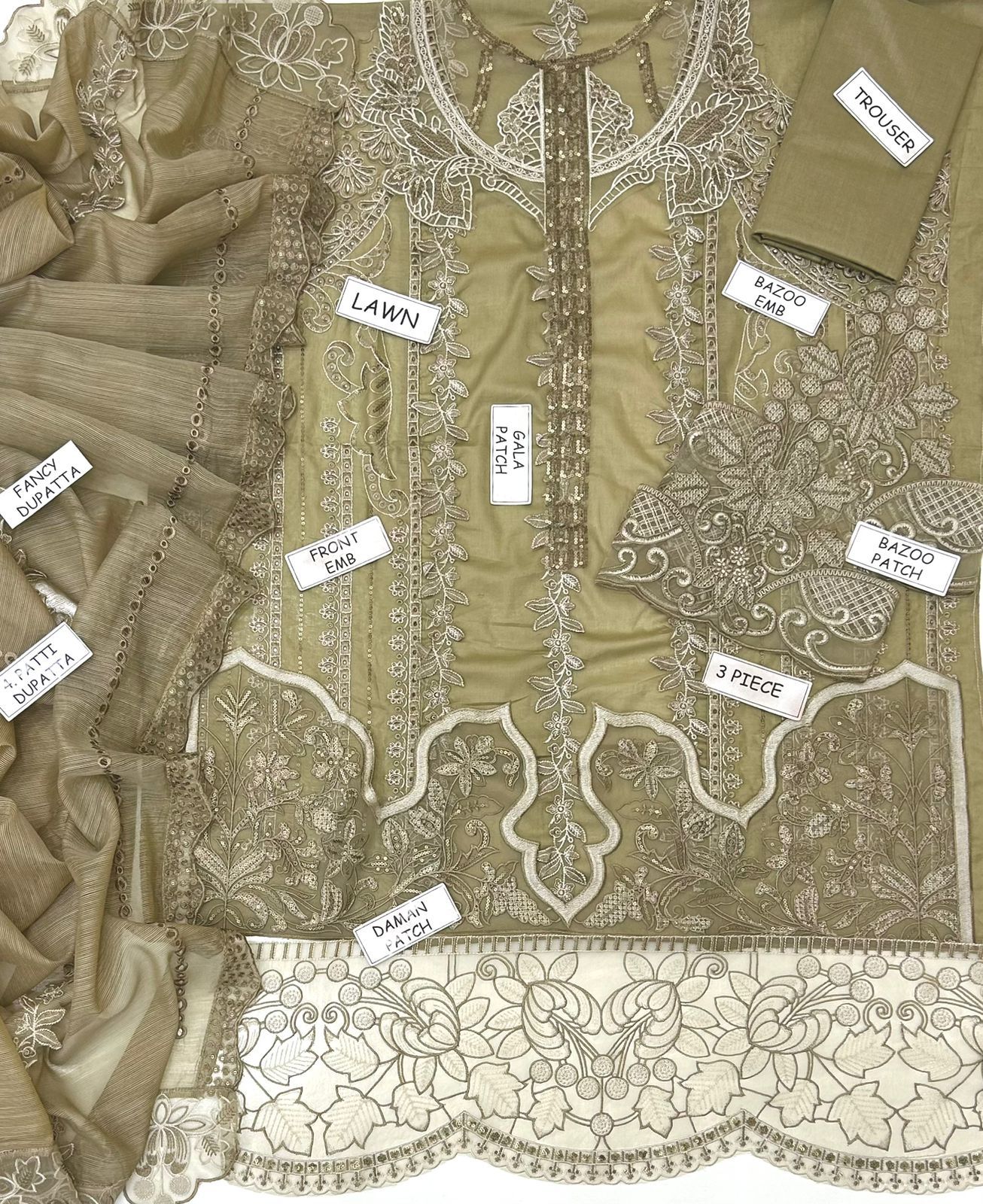 Maria B Lawn Embroidered 3 Piece | MB119