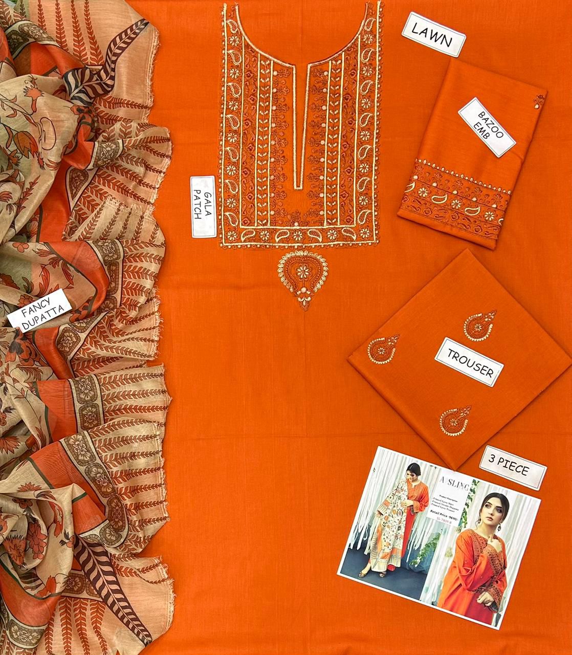 Aisling Lawn Embroidered 3 Piece | AL211