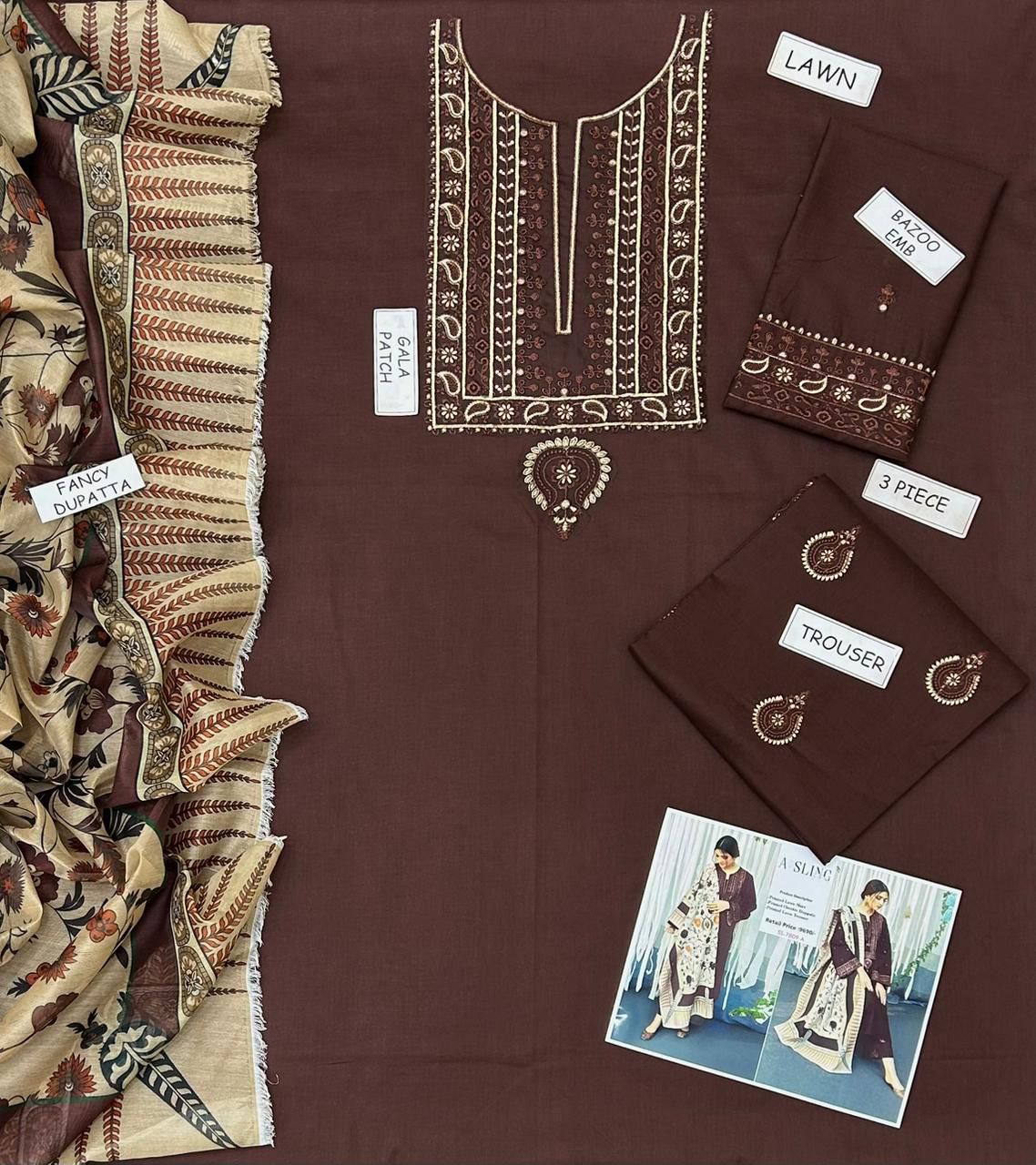 Aisling Lawn Embroidered 3 Piece | AL210