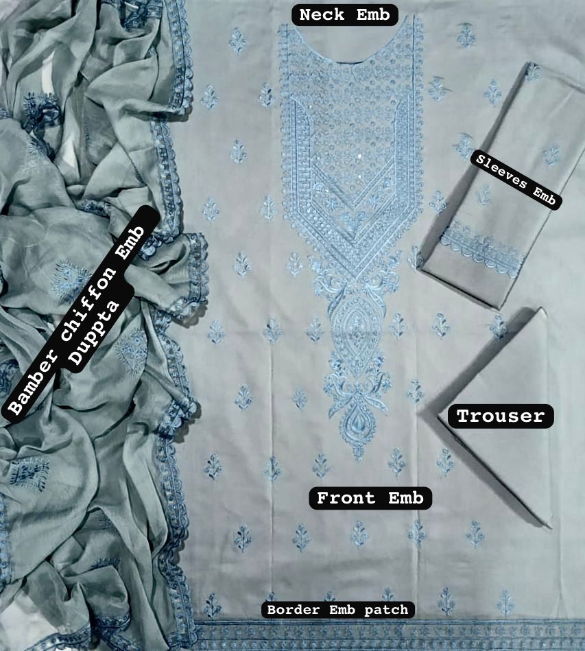 Zaha Lawn Embroidered 3 Piece | ZH110