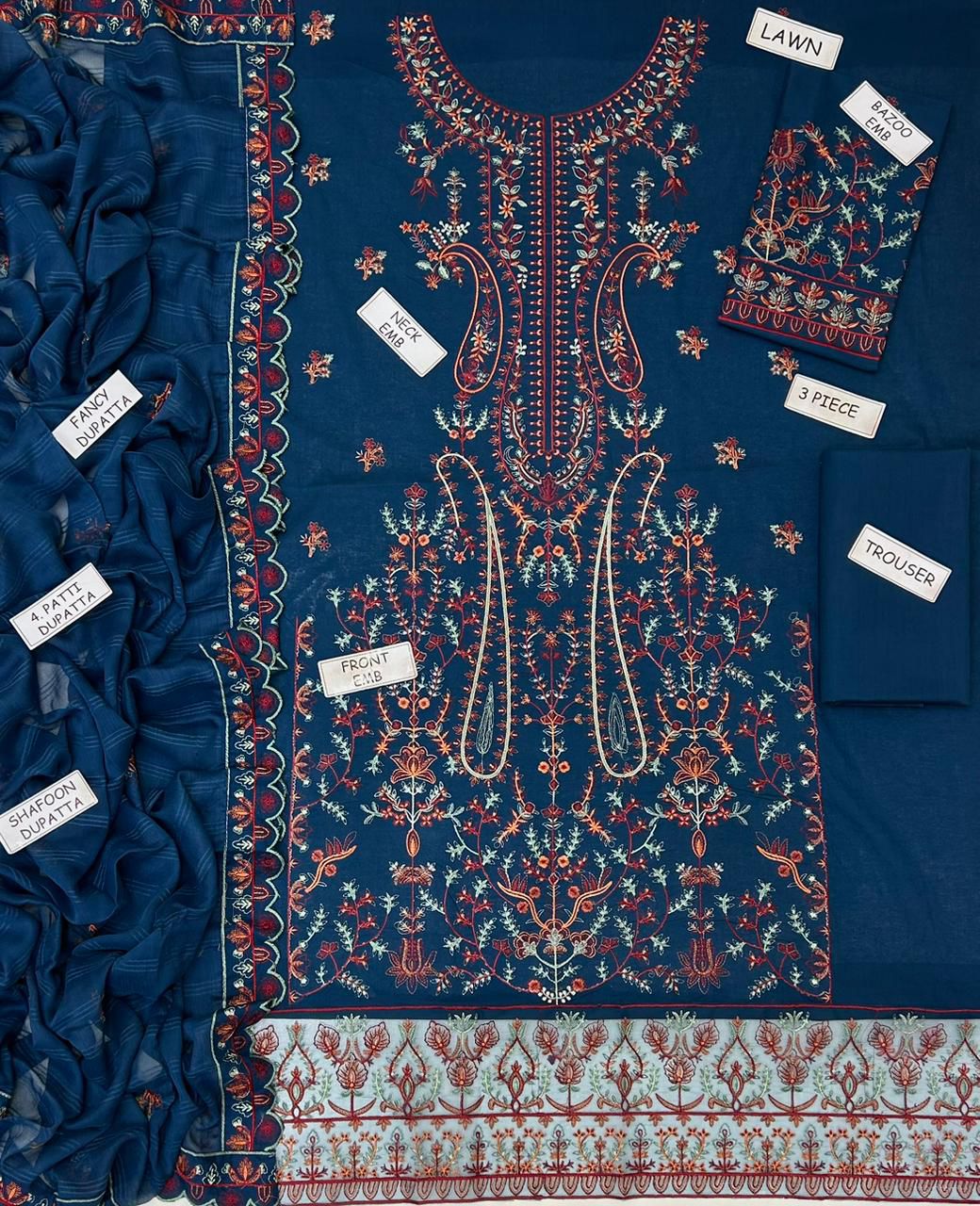 Asimjofa Lawn Embroidered 3 Piece | AJ111