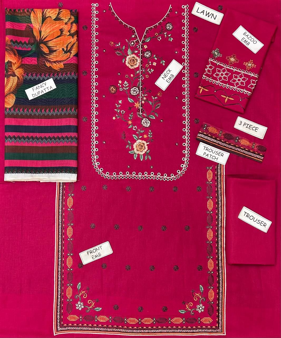 Charizma Lawn Embroidered 3 Piece | CZ101