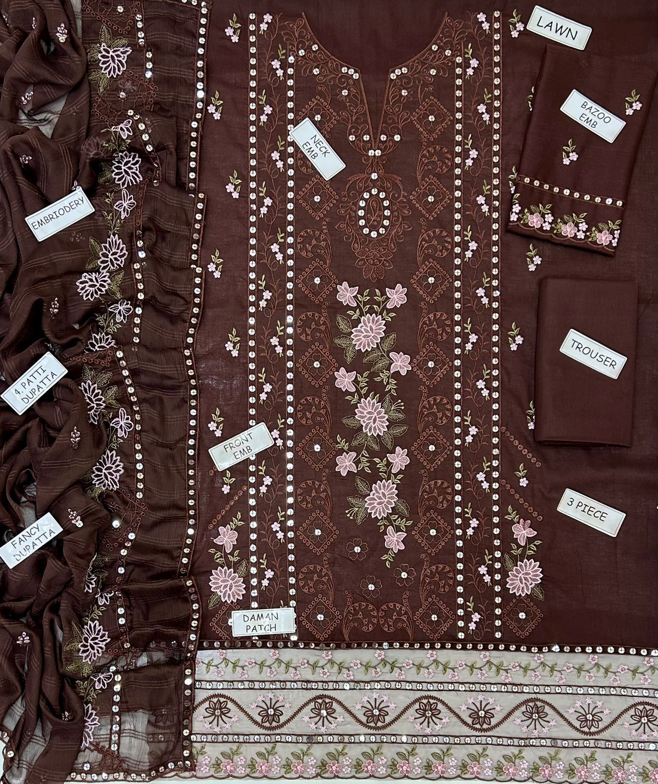 Aneela Lawn Embroidered 3 Piece | AN130