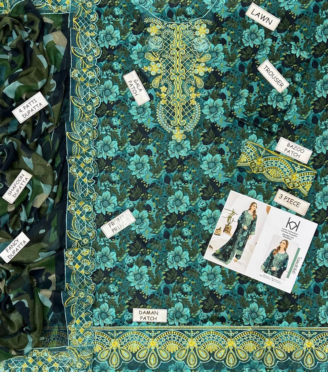 Tawakal Lawn Embroidered 3 Piece | TK110