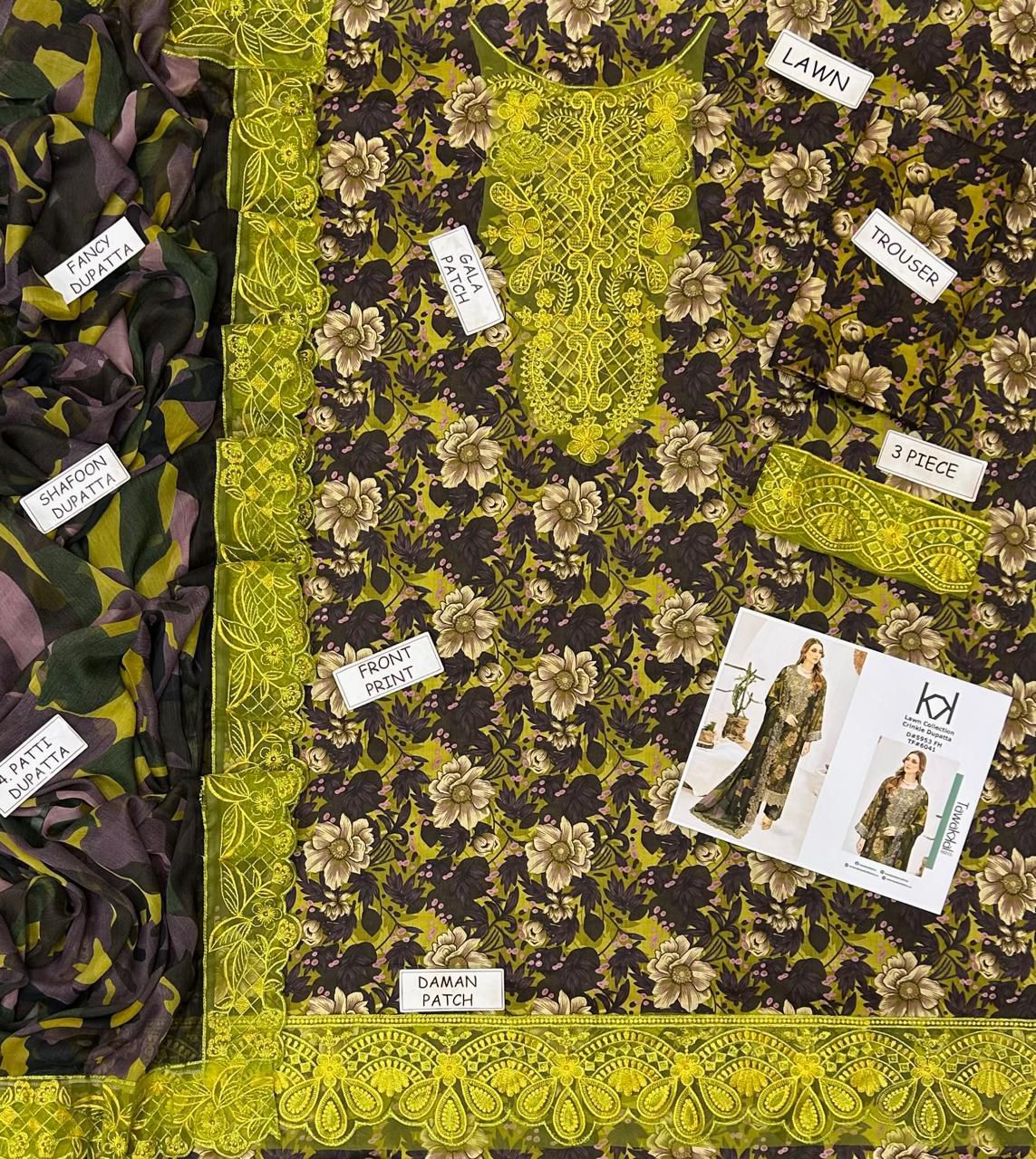 Tawakal Lawn Embroidered 3 Piece | TK110