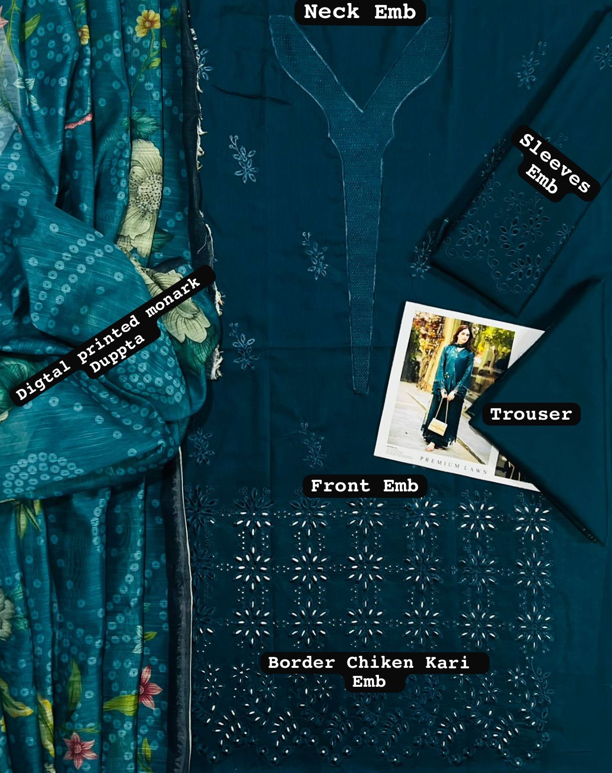 Florant Lawn Embroidered 3 Piece | FT110