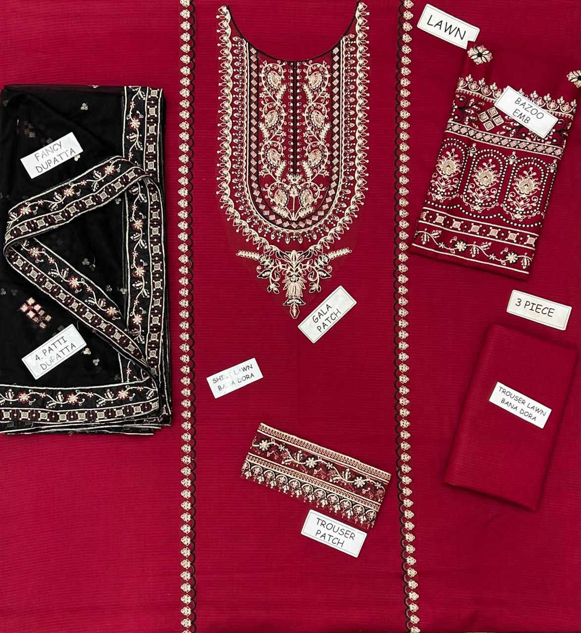 Laam Lawn Embroidered 3 Piece | LM112