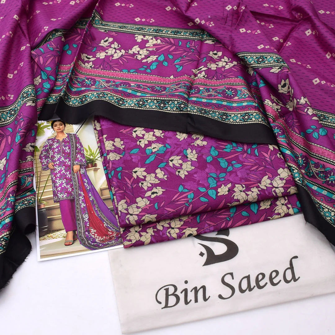 Bin Saeed Lawn Digital Printed 3 Piece | BS102