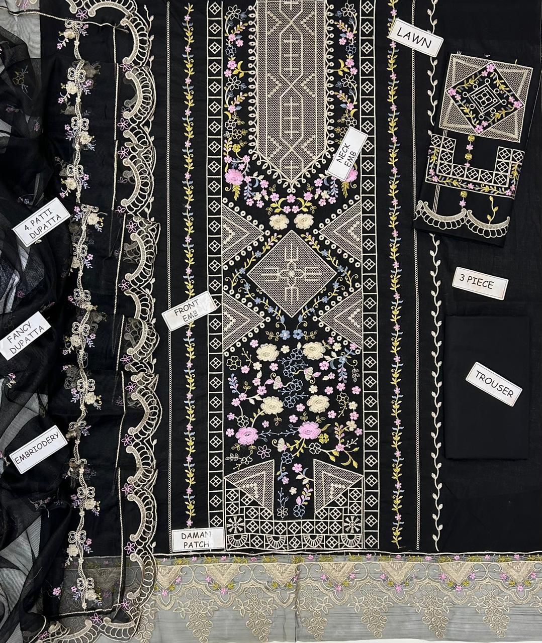 Bin Ilyas Lawn Embroidered 3 Piece | BS114