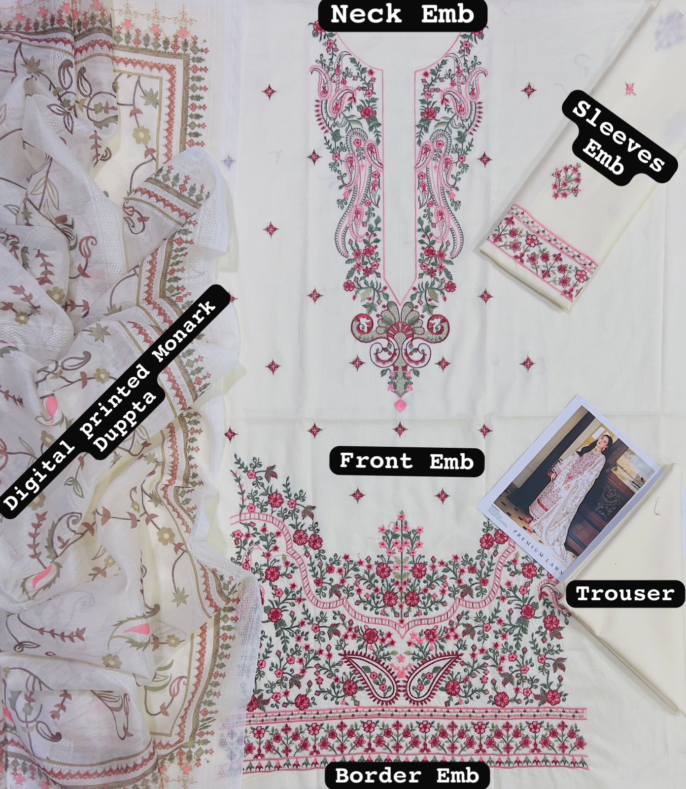 Asimjofa Lawn Embroidered 3 Piece | AJ310