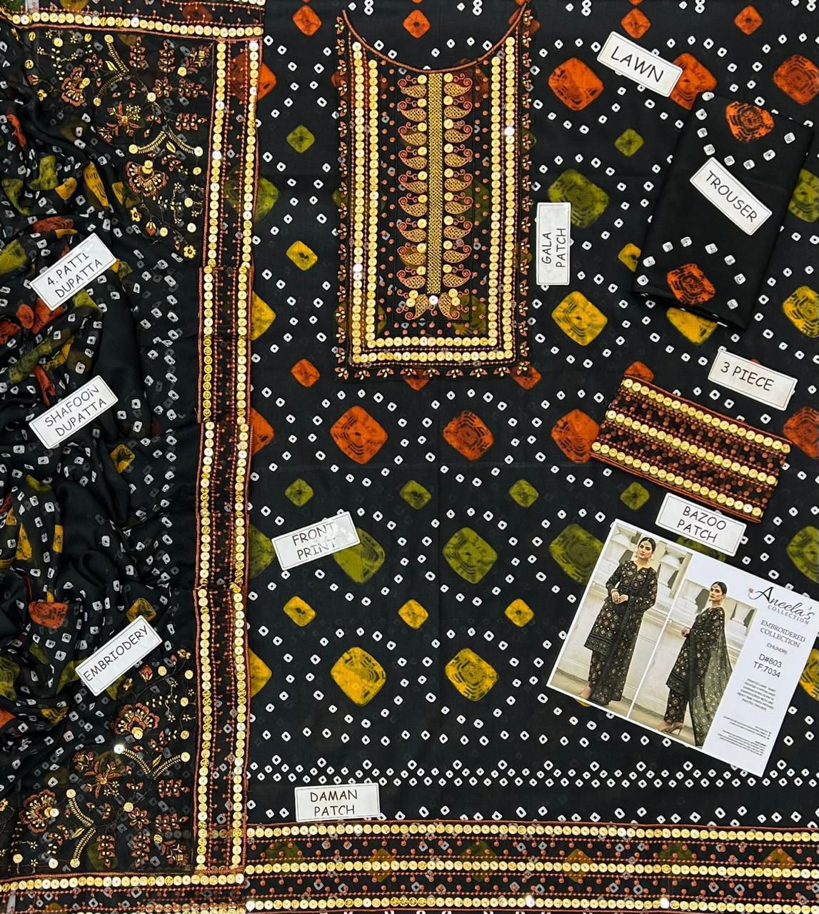 Aneela Lawn Embroidered 3 Piece | AN138