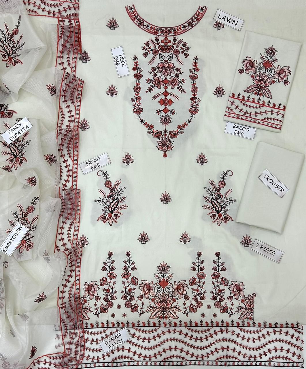 Aneela Lawn Embroidered 3 Piece | AN139