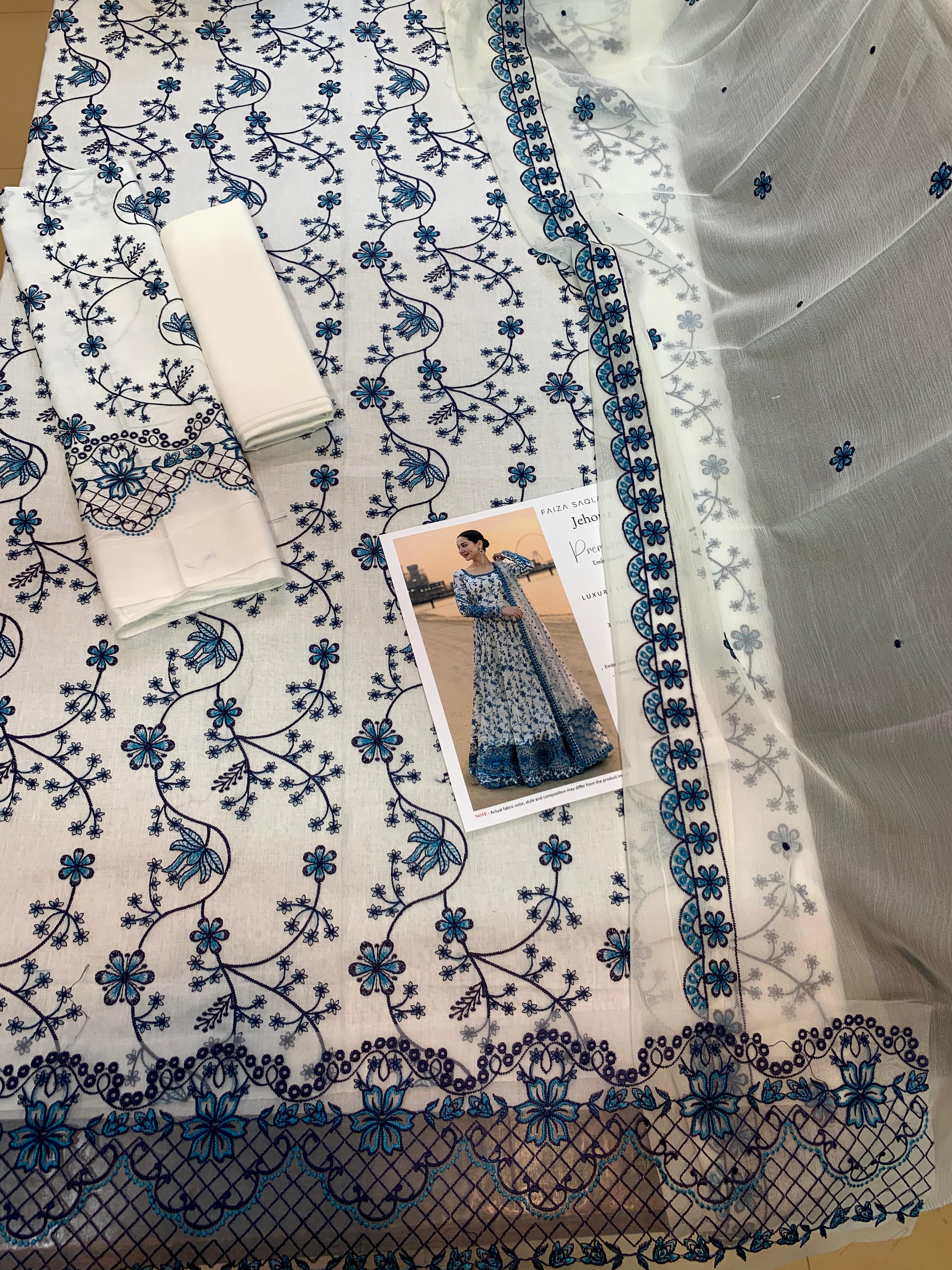 Faiza Saqlain Lawn Embroidered 3 Piece | FS100