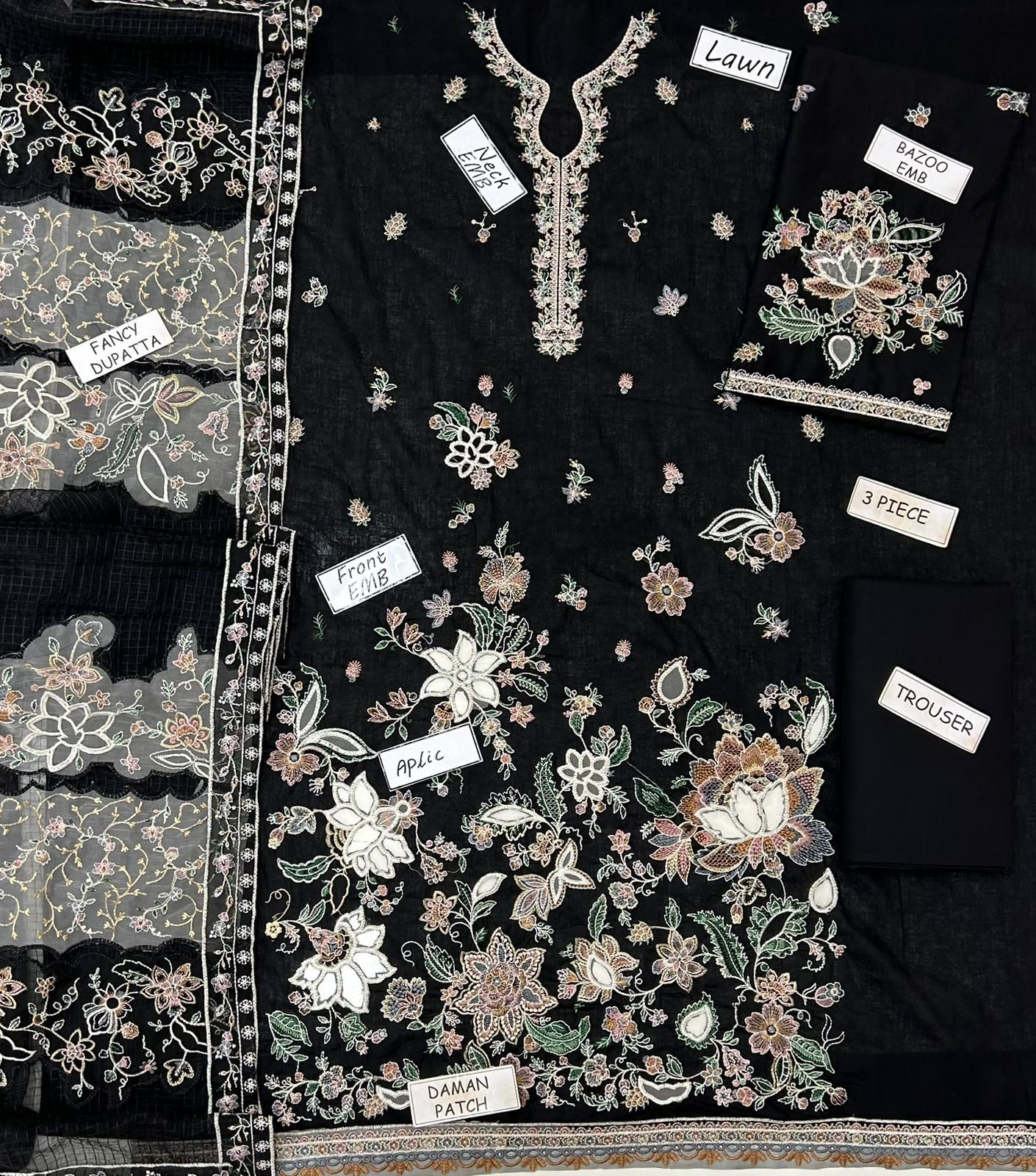Hussain Rehar Lawn Embroidered 3 Piece | HR103