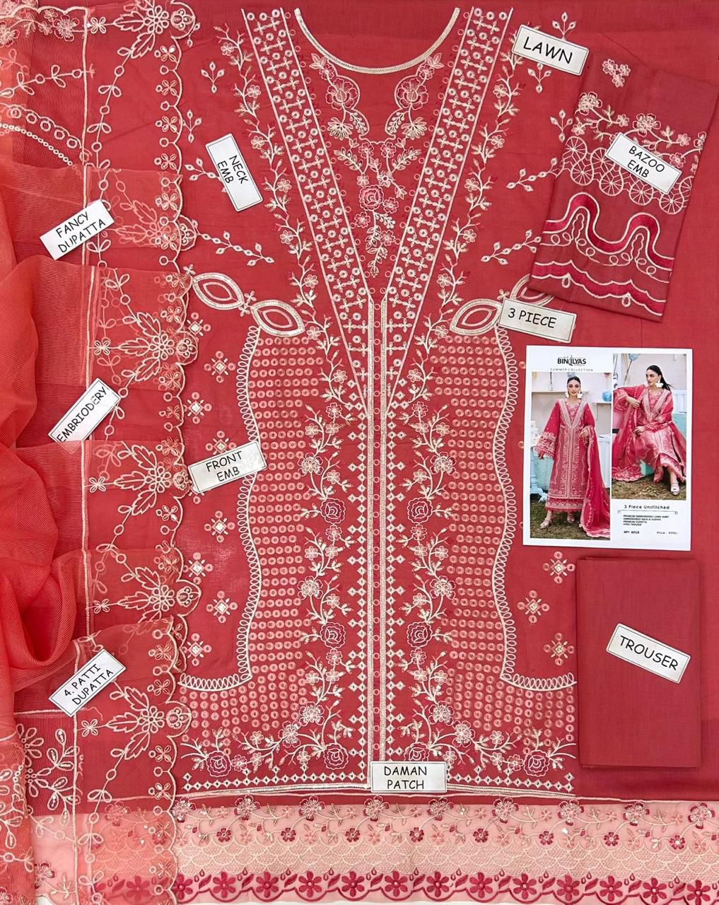 Bin Ilyas Lawn Embroidered 3 Piece | BS115