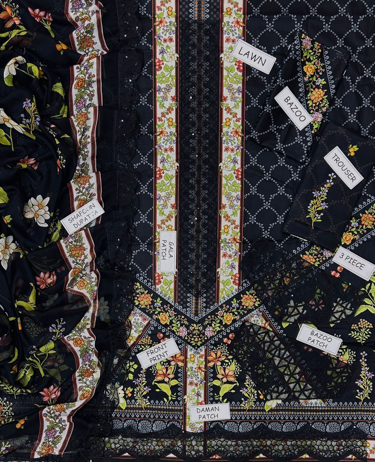 Maria B Lawn Embroidered 3 Piece | MB161
