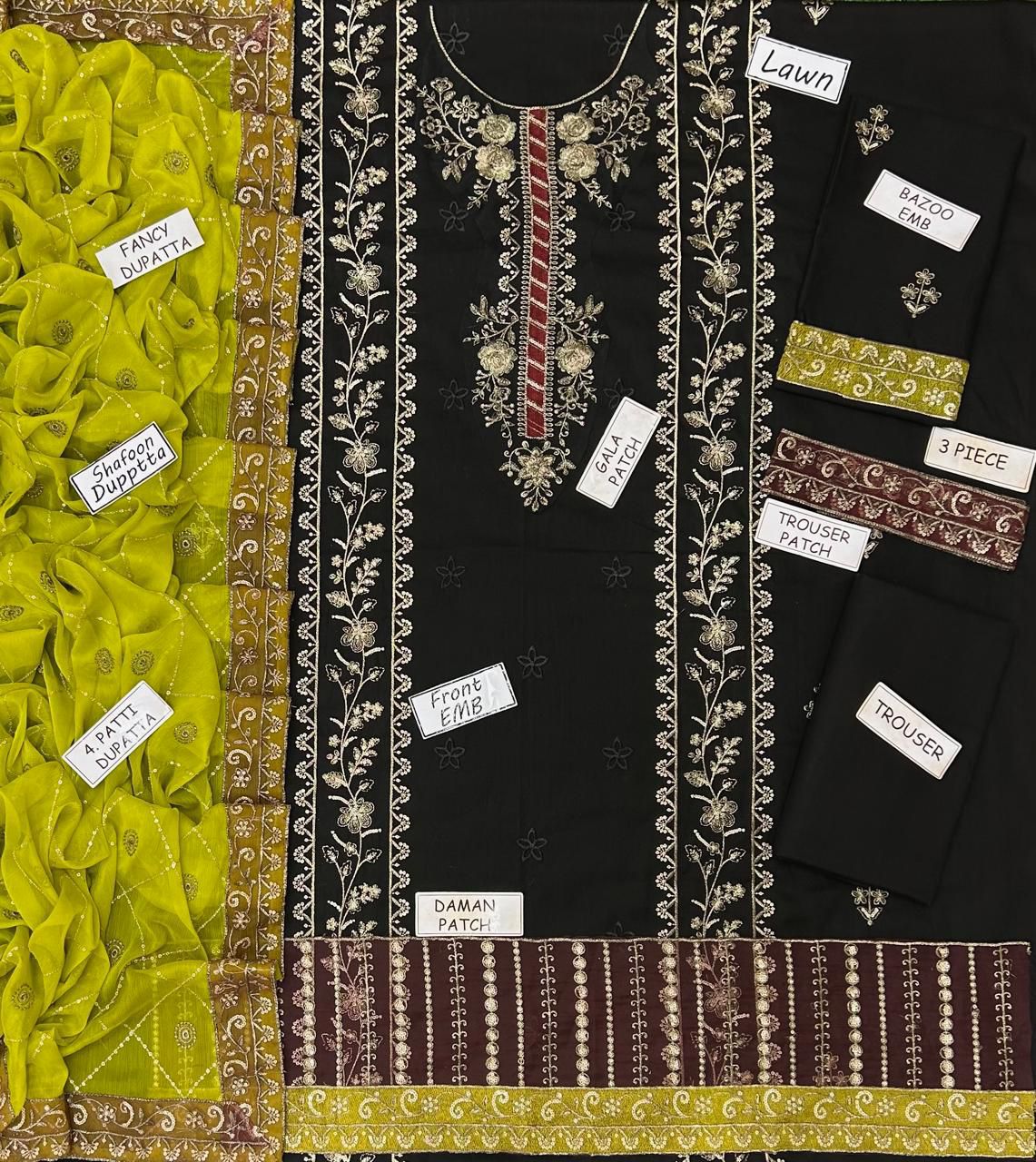 Aneela Lawn Embroidered 3 Piece | AN178