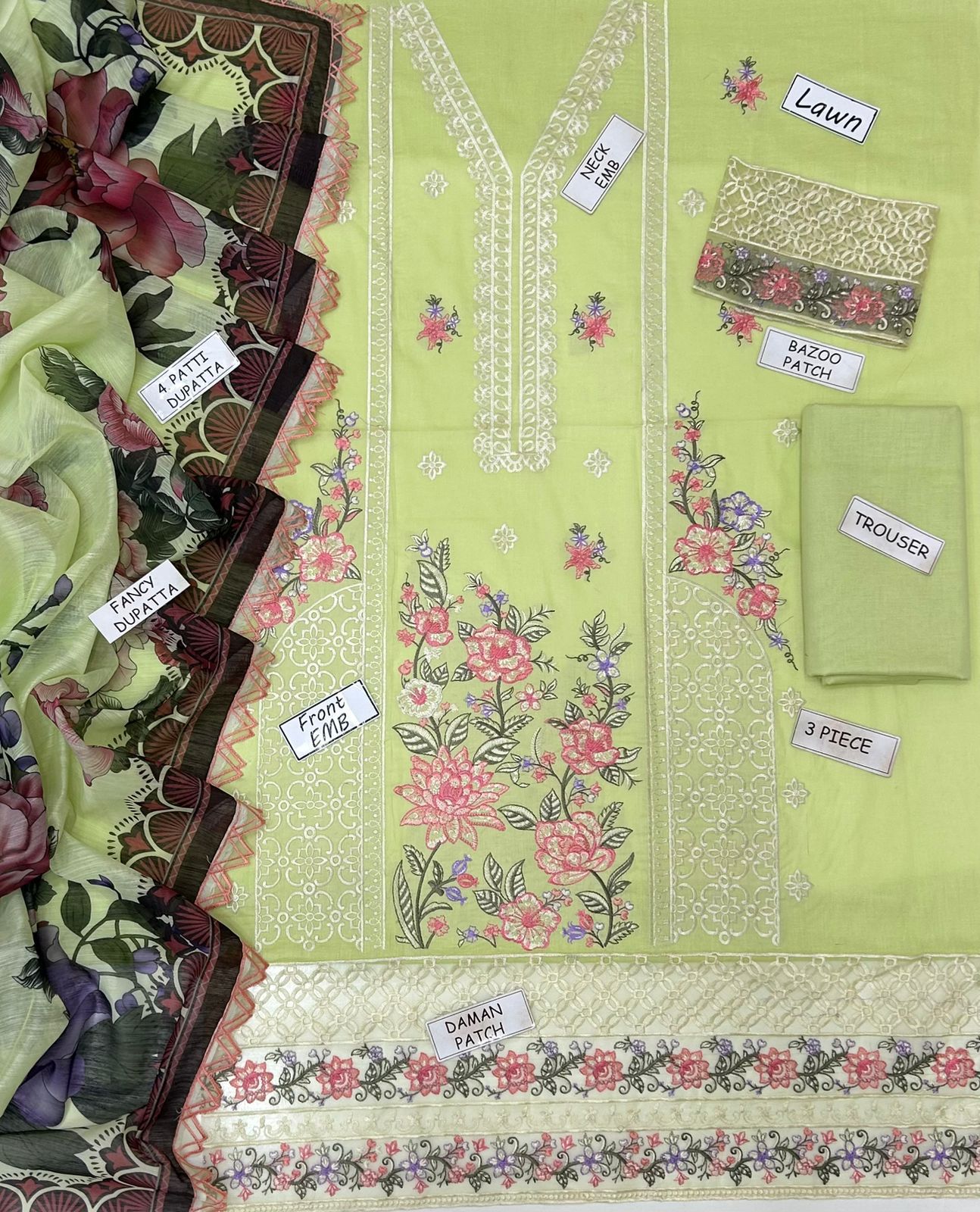 Maria B Lawn Embroidered 3 Piece | MB180