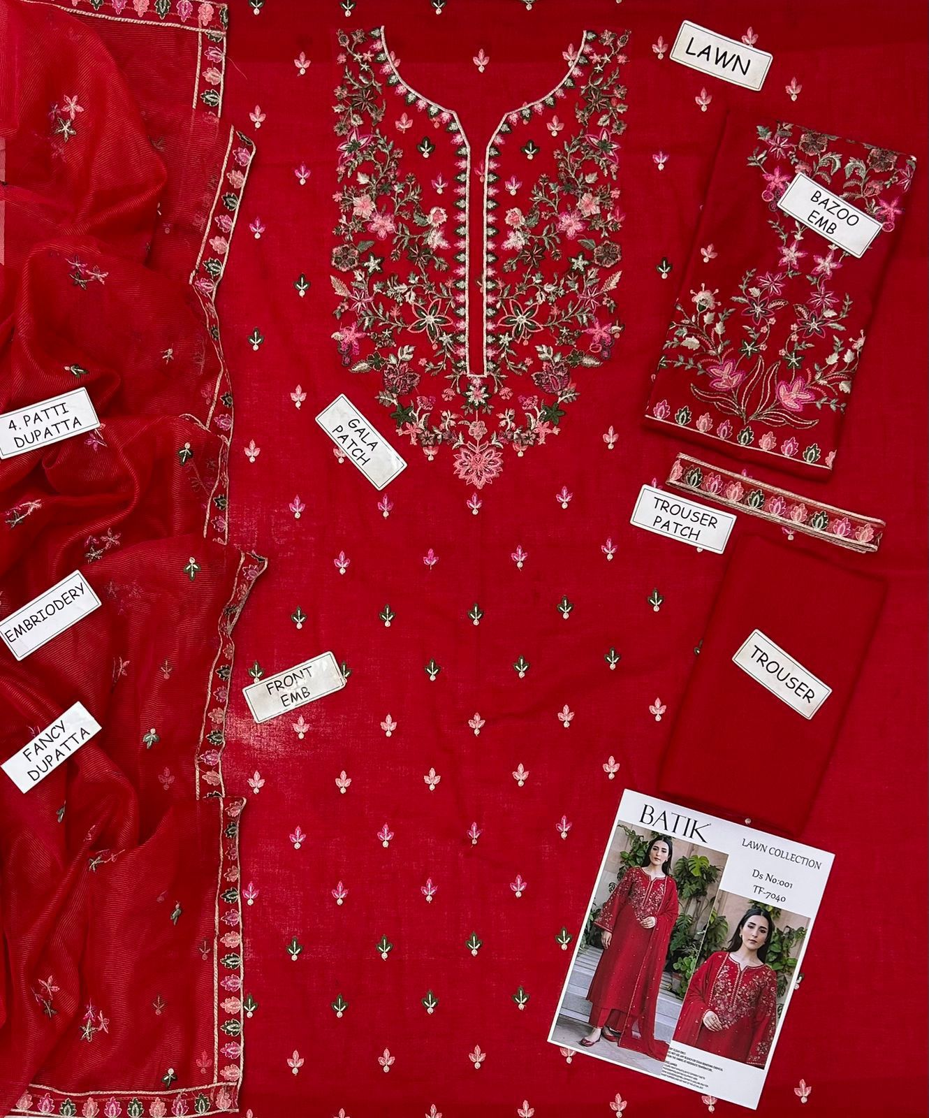 Batik Lawn Embroidered 3 Piece | BK211