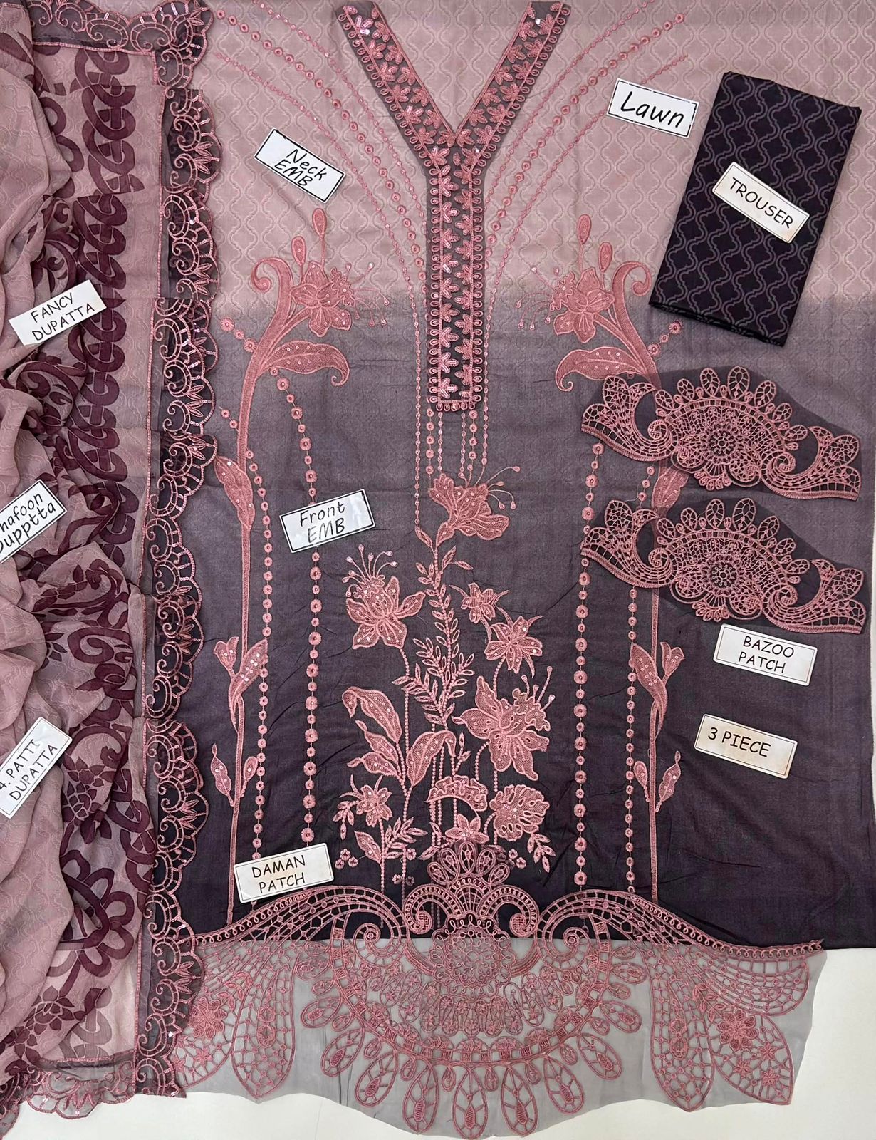Maria B Lawn Embroidered 3 Piece | MB178