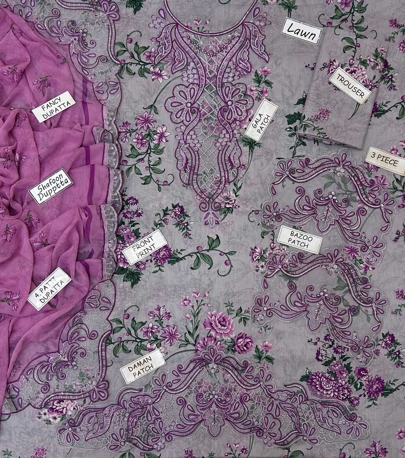 Nureh Lawn Embroidered 3 Piece | NH118