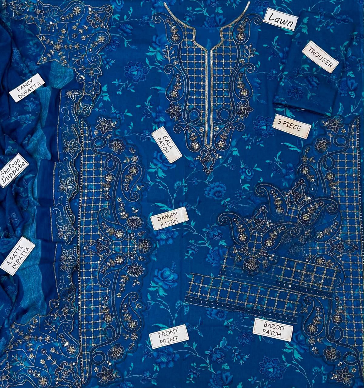 Mohagni Lawn Embroidered 3 Piece | MI114