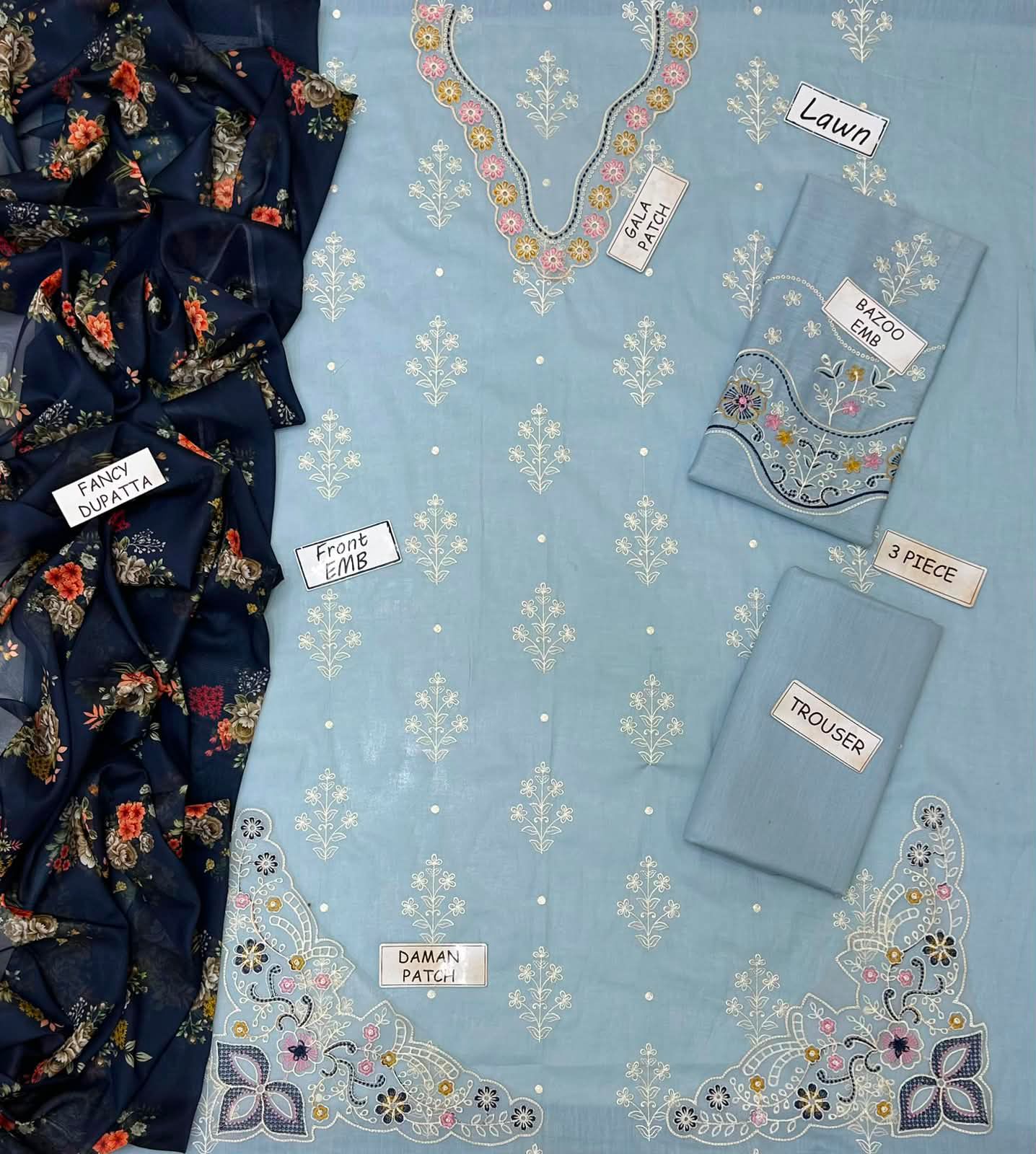 Cross Stitch Lawn Embroidered 3 Piece | CS118