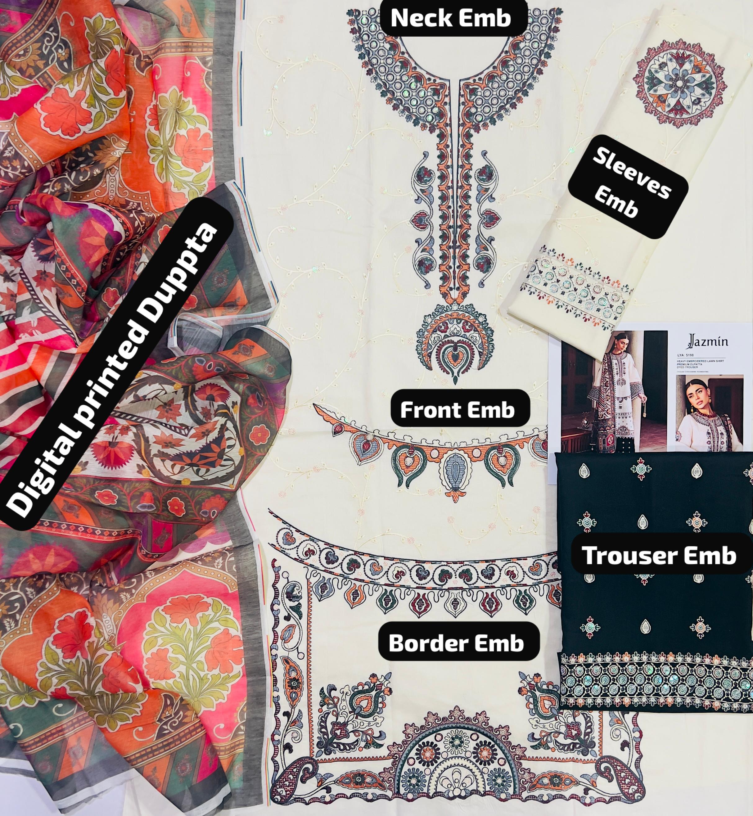 Jazmin Lawn Embroidered 3 Piece | JZ124