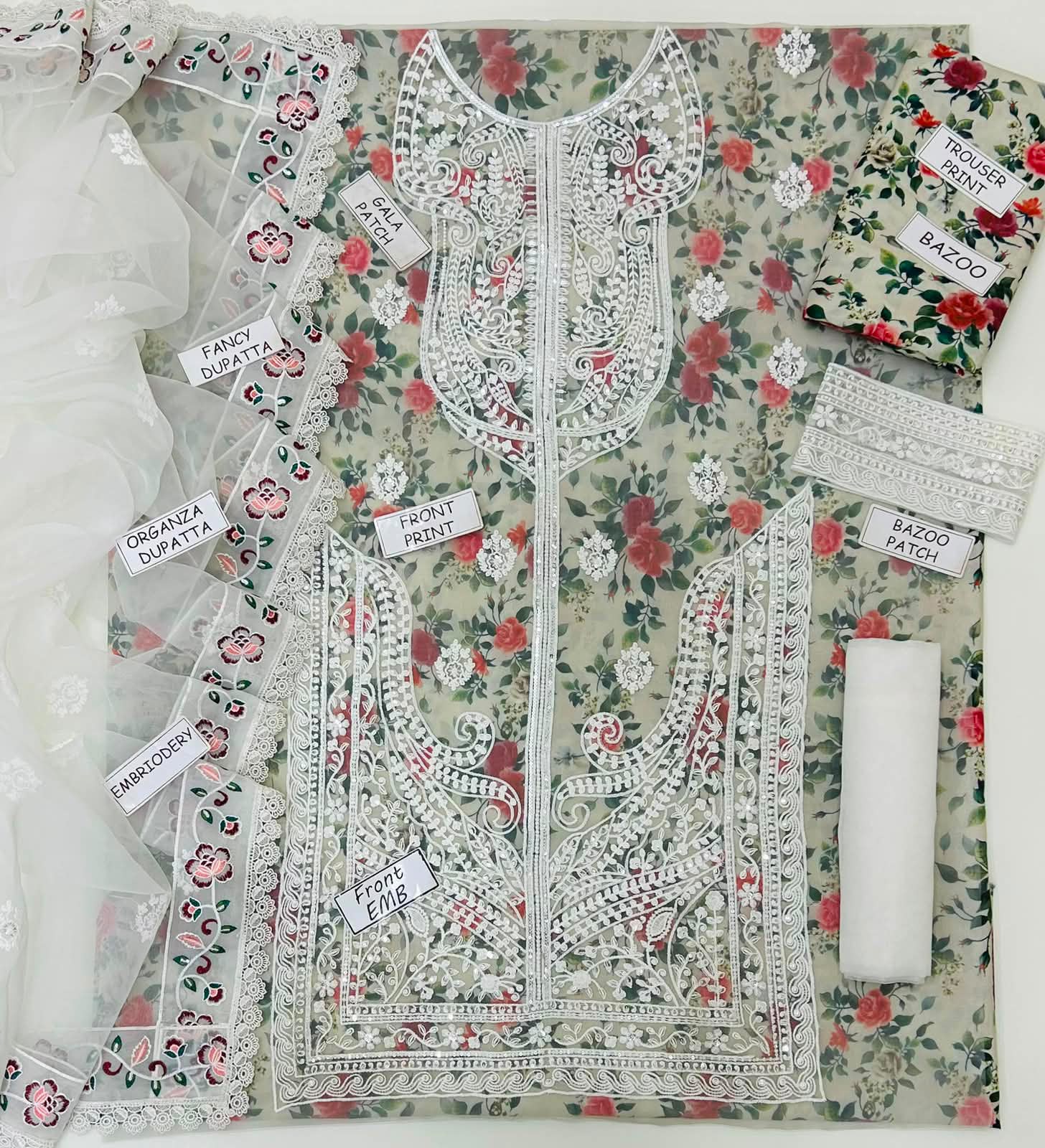 Zainab Chottani Lawn Embroidered 3 Piece | ZC125