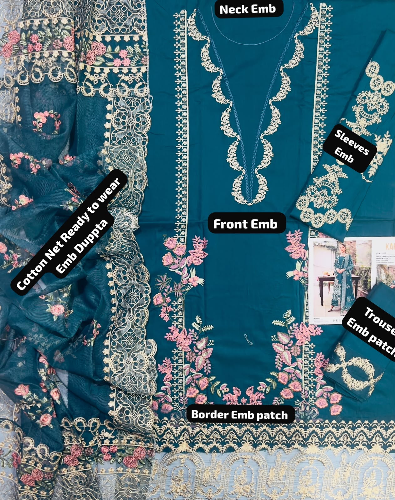 Kahf Lawn Embroidered 3 Piece | KF100