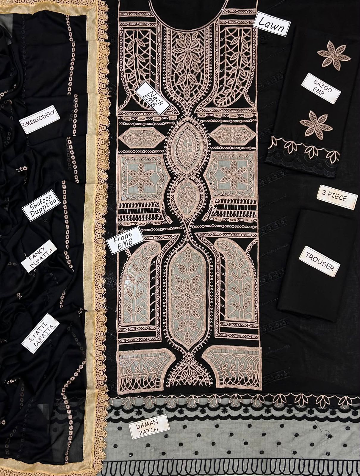 Maria B Lawn Embroidered 3 Piece | MB186