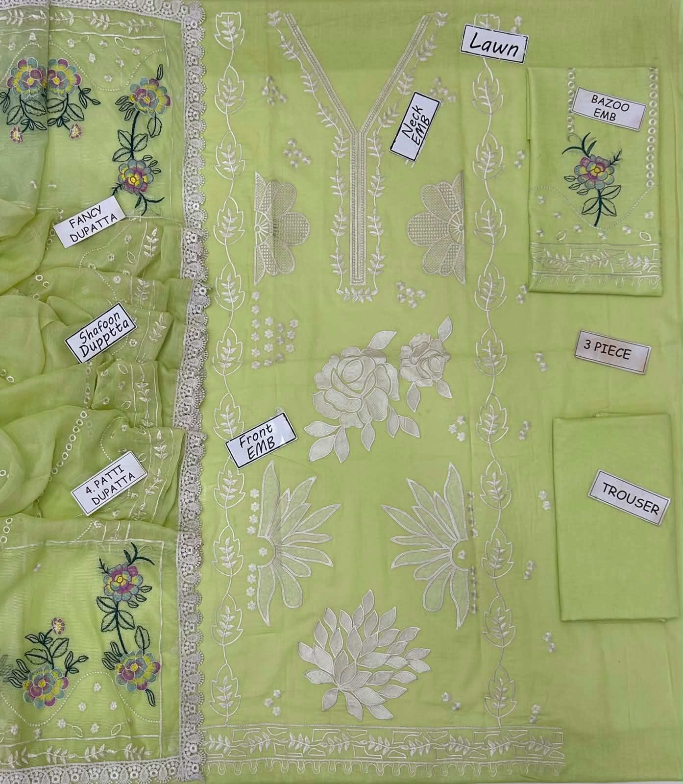 Aneela Lawn Embroidered 3 Piece | AN182