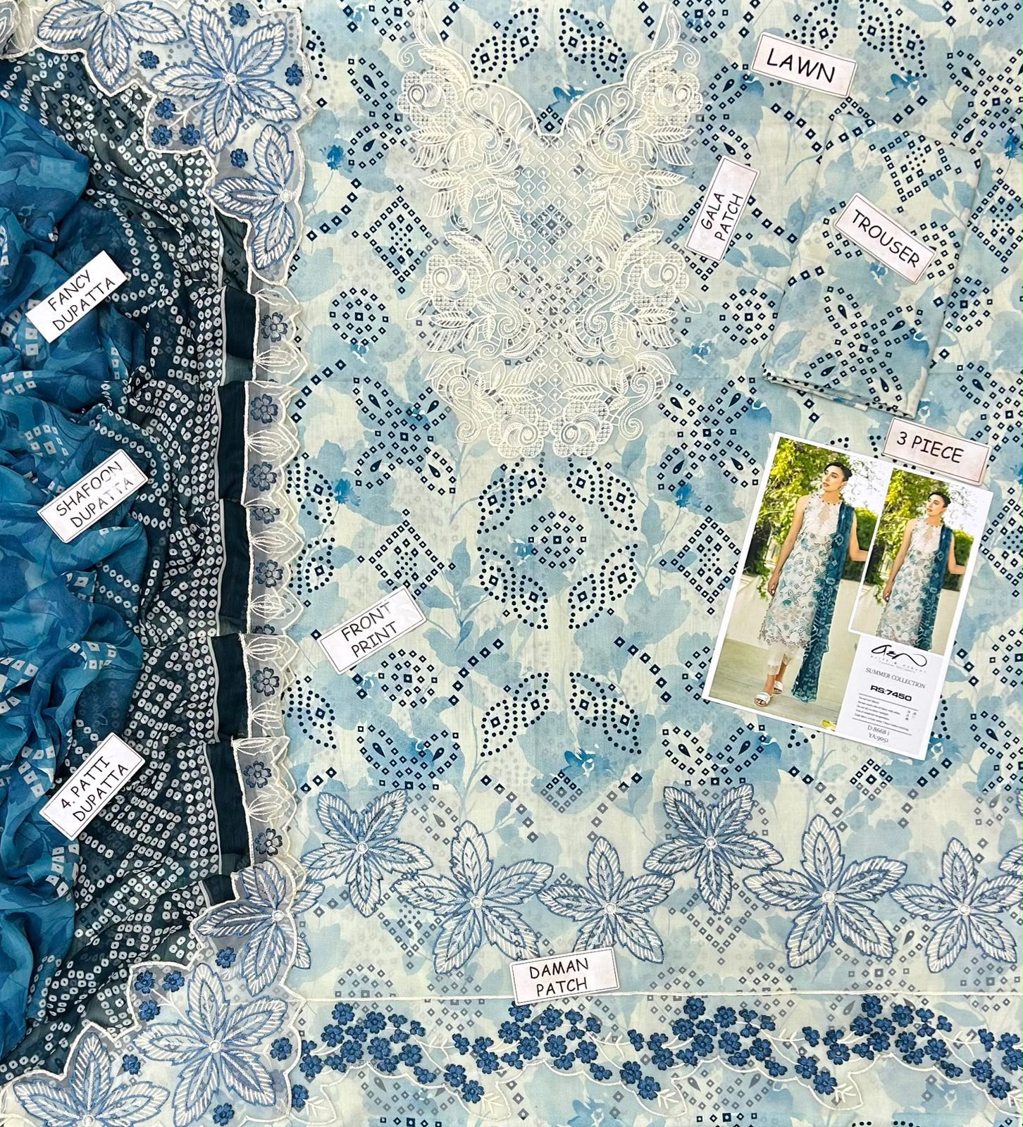 Asifa & Nabeel Lawn Embroidered 3 Piece | NA401