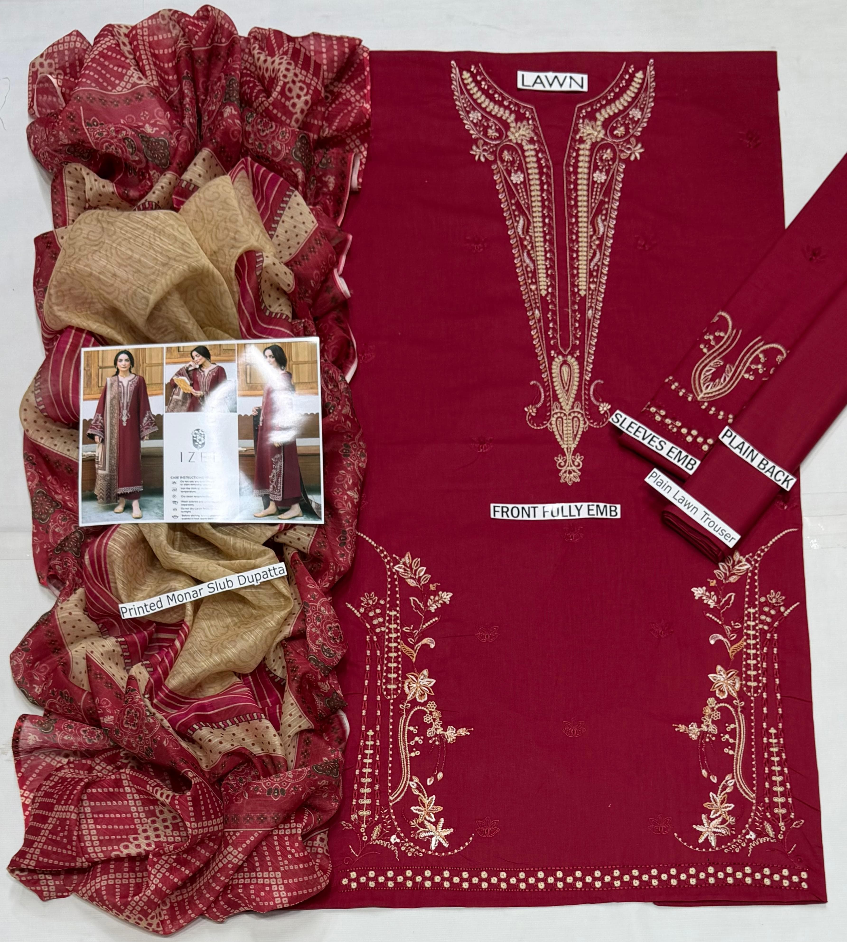 Izel Lawn Embroidered 3 Piece | IL100