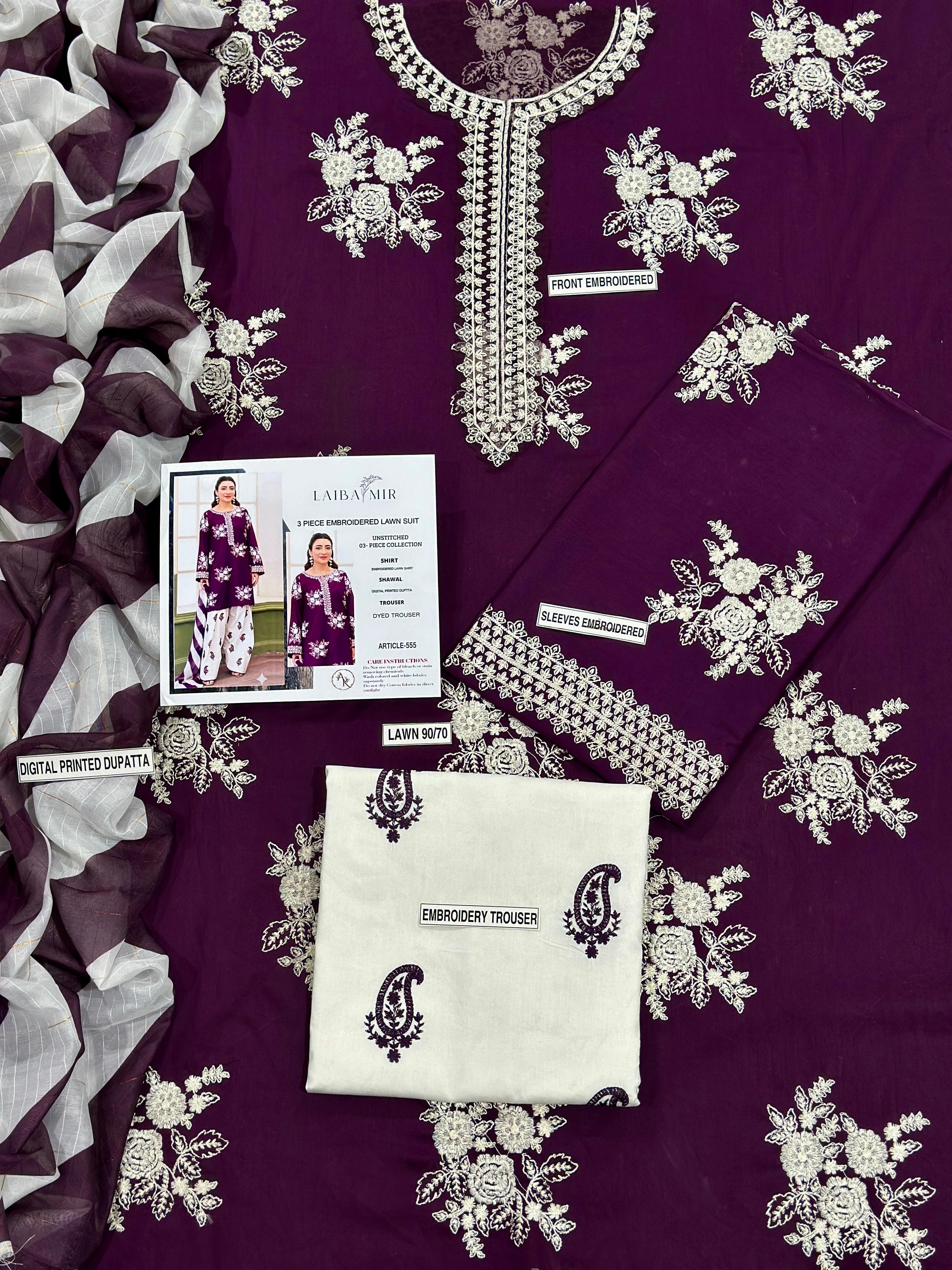 Nureh Lawn Embroidered 3 Piece | NH120