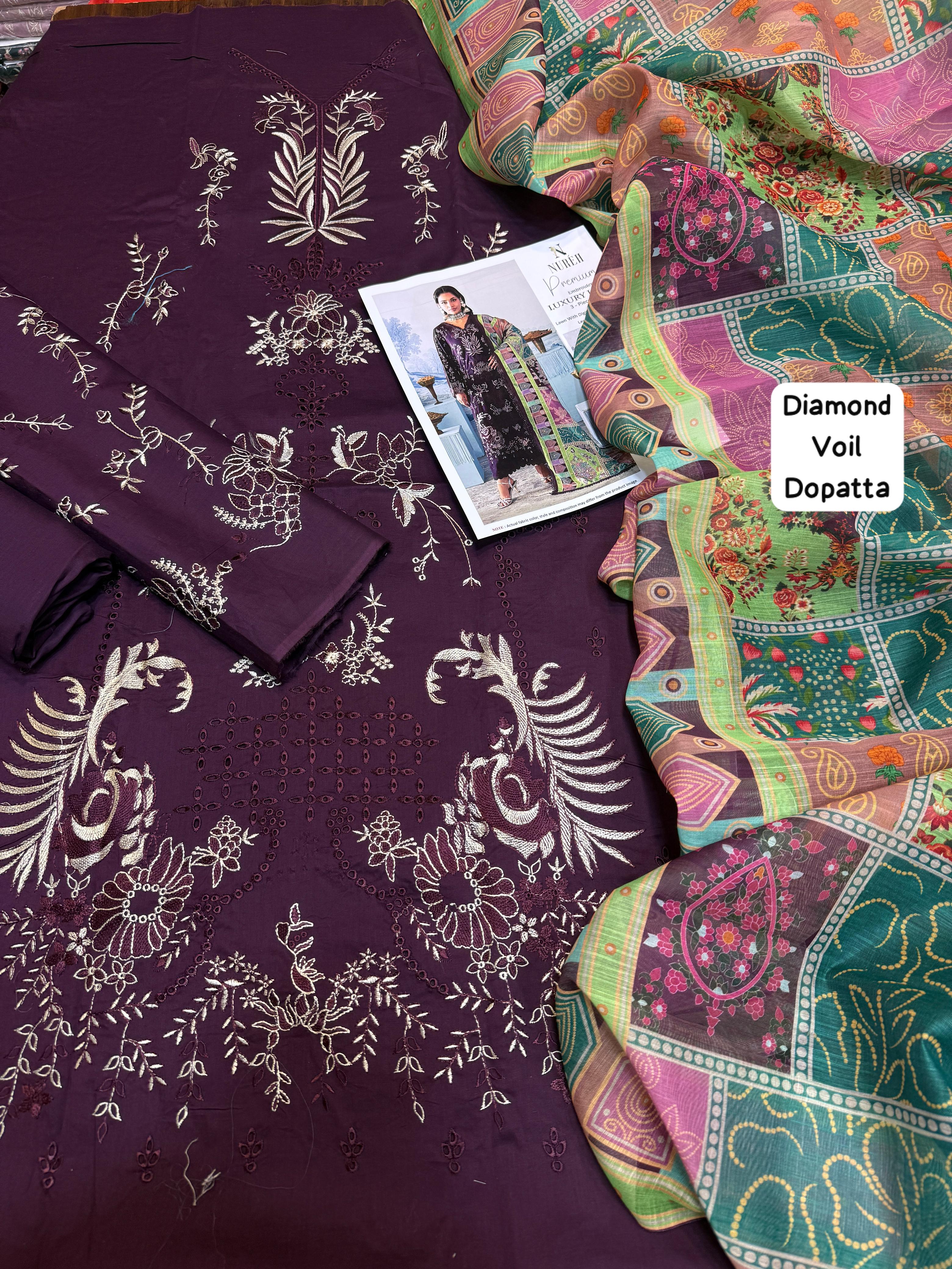 Nureh Lawn Embroidered 3 Piece | NH122