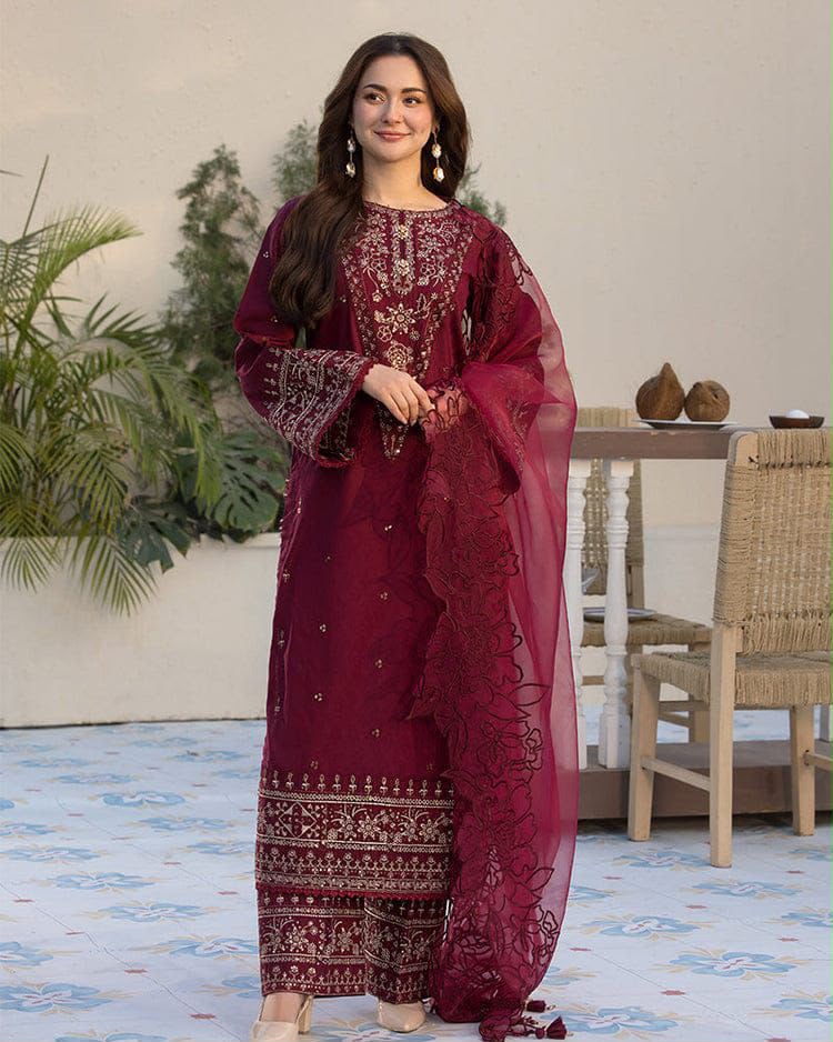 Qalamkar Lawn Embroidered 3 Piece | QR311