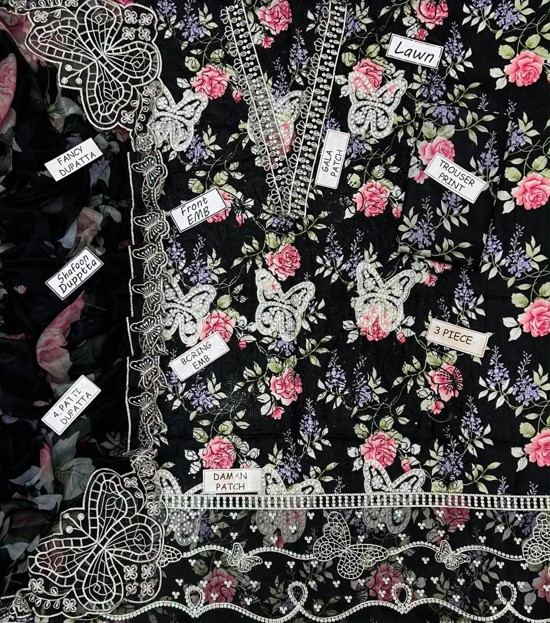 Maria B Lawn Embroidered 3 Piece | MB204