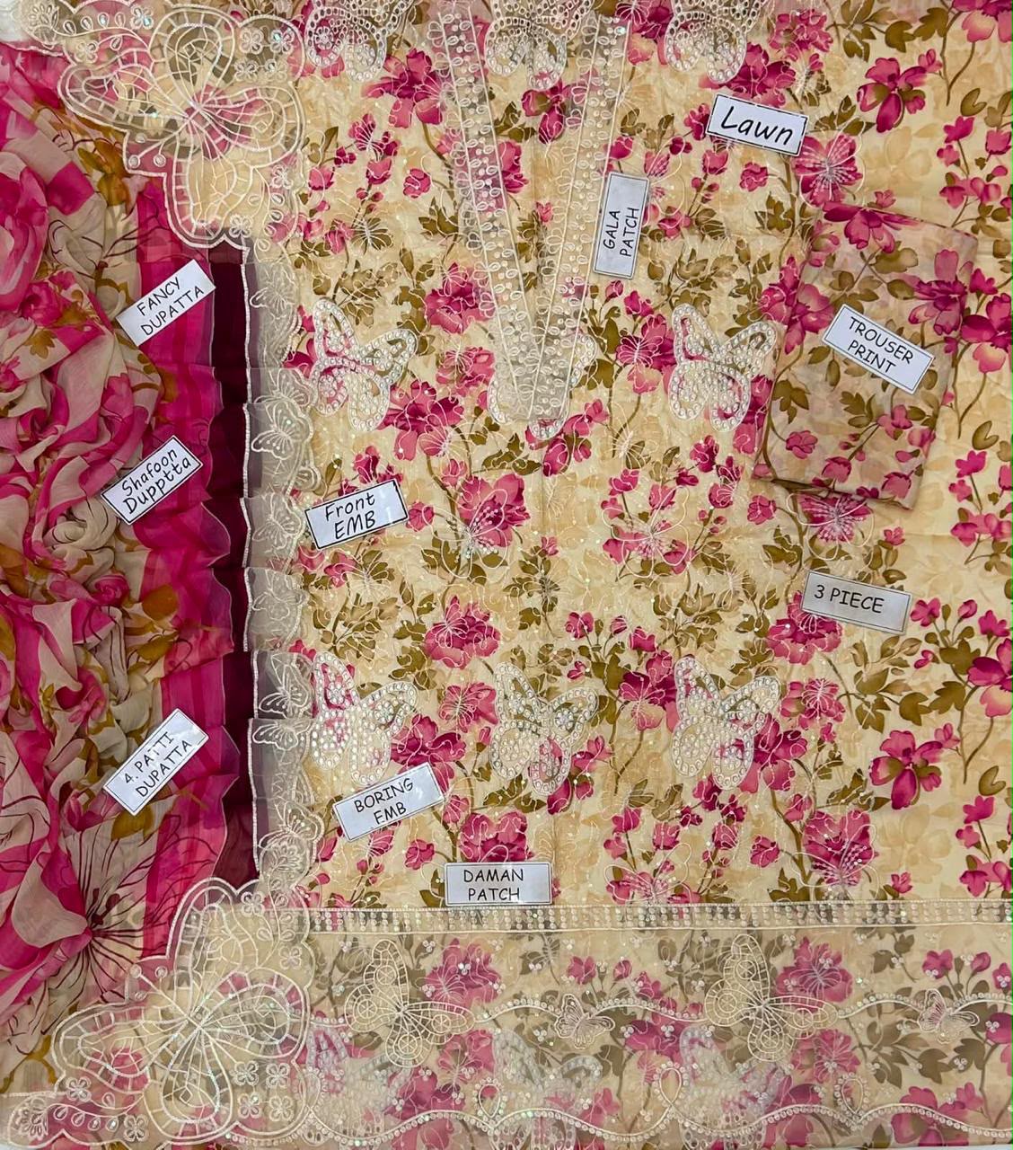 Maria B Lawn Embroidered 3 Piece | MB205