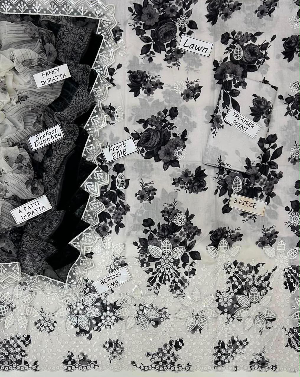 Aneela Lawn Embroidered 3 Piece | AN184