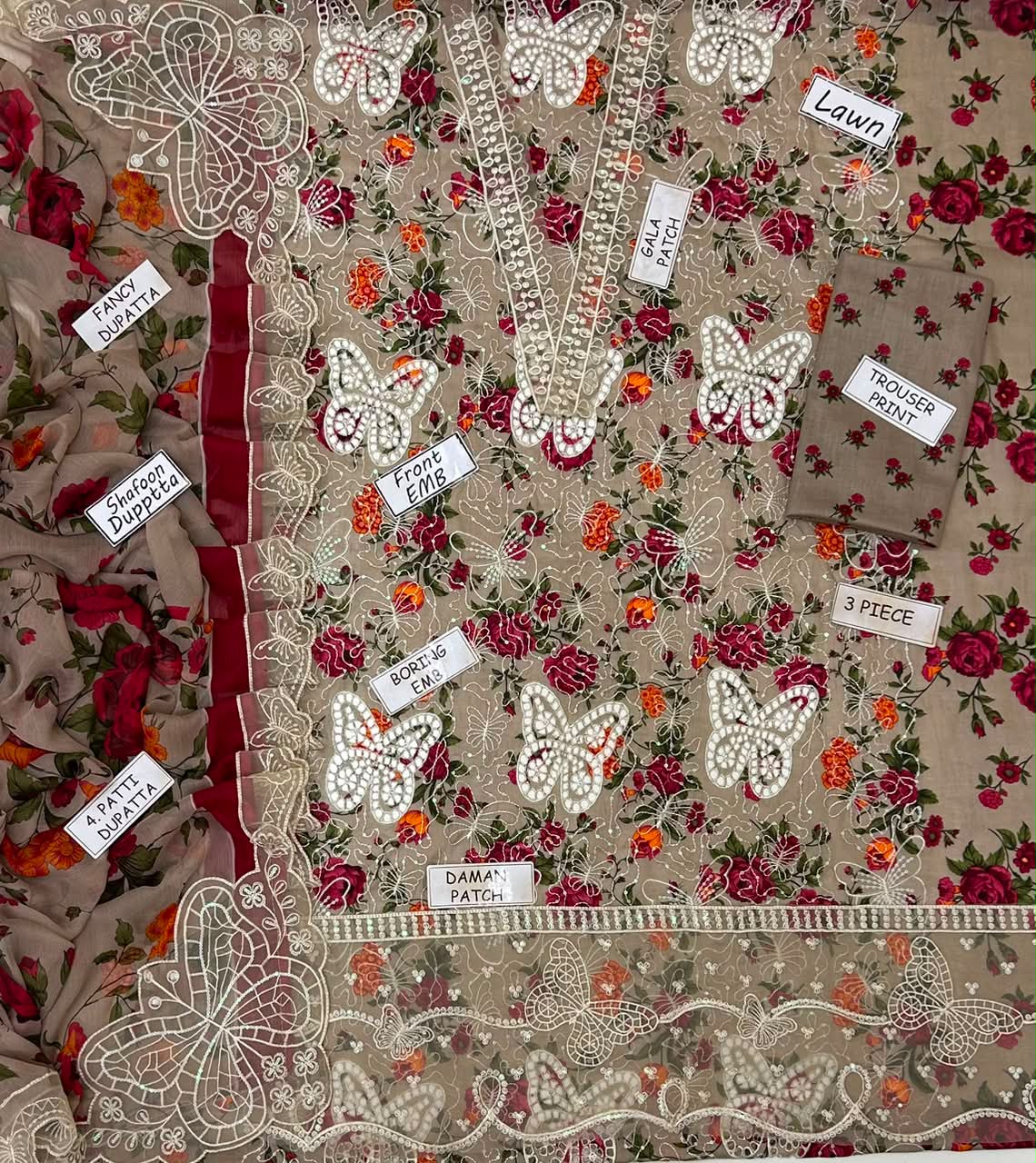 Maria B Lawn Embroidered 3 Piece | MB202