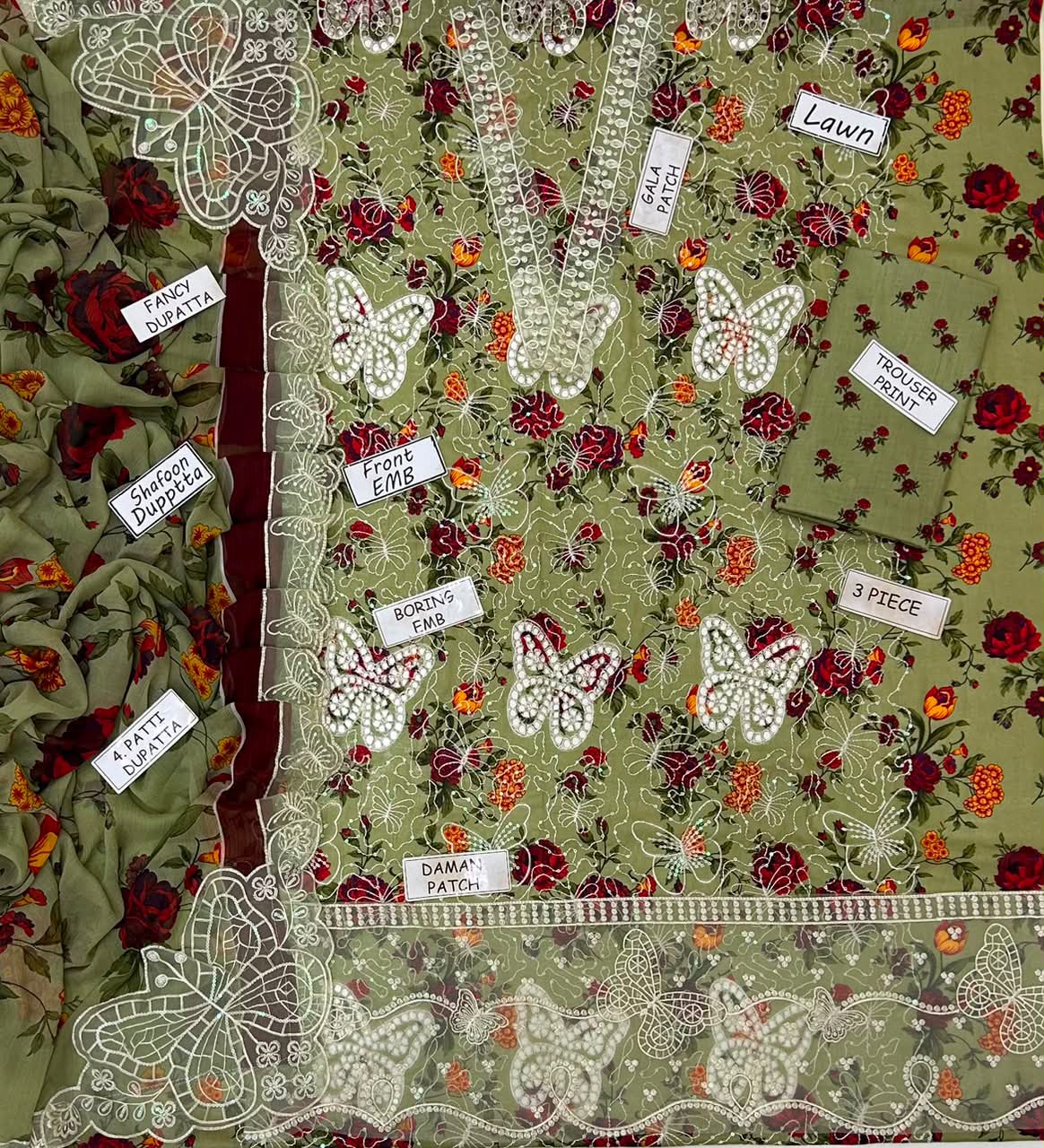 Maria B Lawn Embroidered 3 Piece | MB203