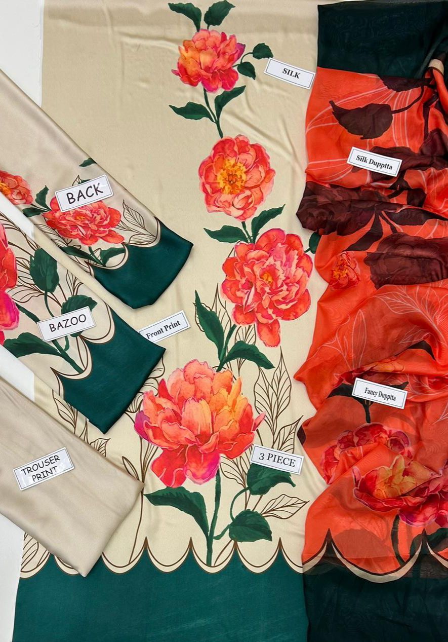 Maria B Silk Digital Printed 3 Piece | MB216