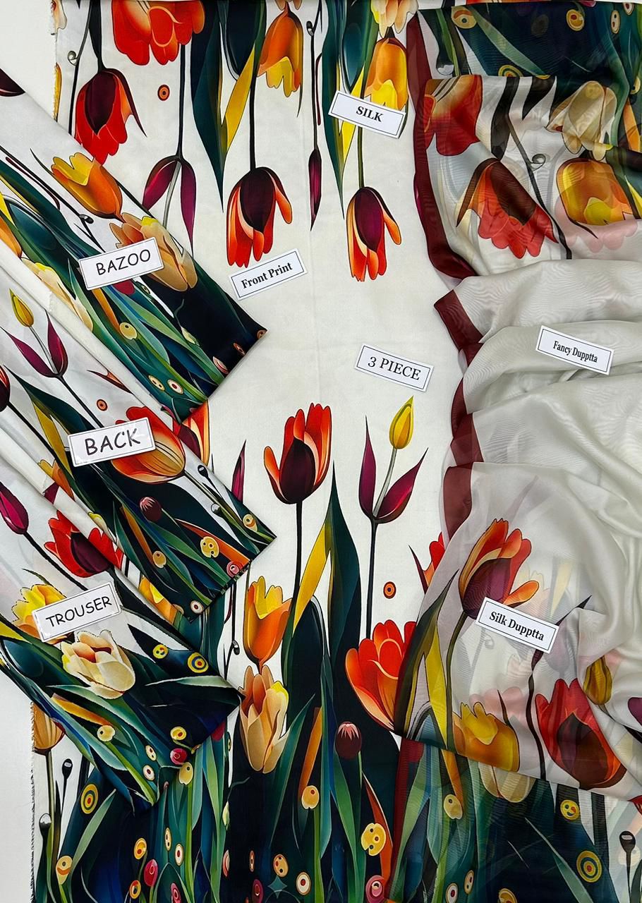Maria B Silk Digital Printed 3 Piece | MB217