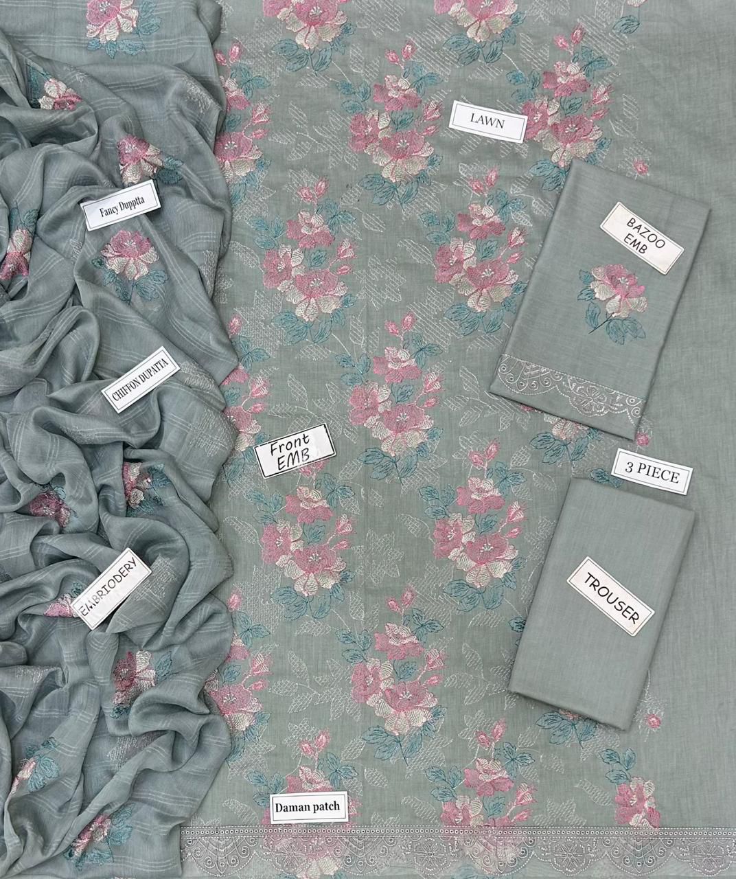 Bareeze Lawn Embroidered 3 Piece | BZ228